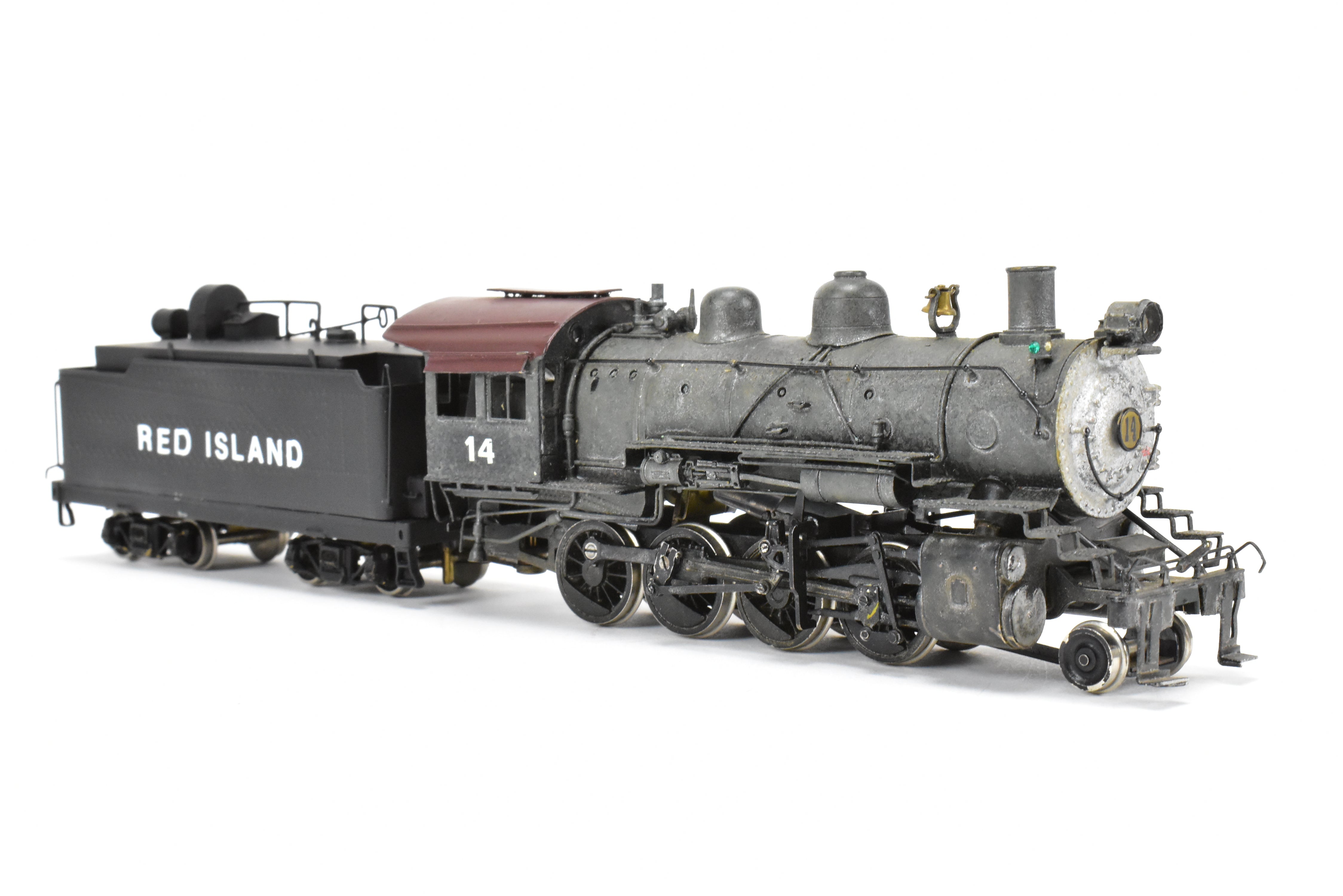 High - Quality HO Scale Brass Pacific Fast Mail Model Train - United ATSF - Santa Fe 2 - 8 - 0 Consolidation Pacific Fast Mail in Private Road Red Island #14, Sold As - Is Condition