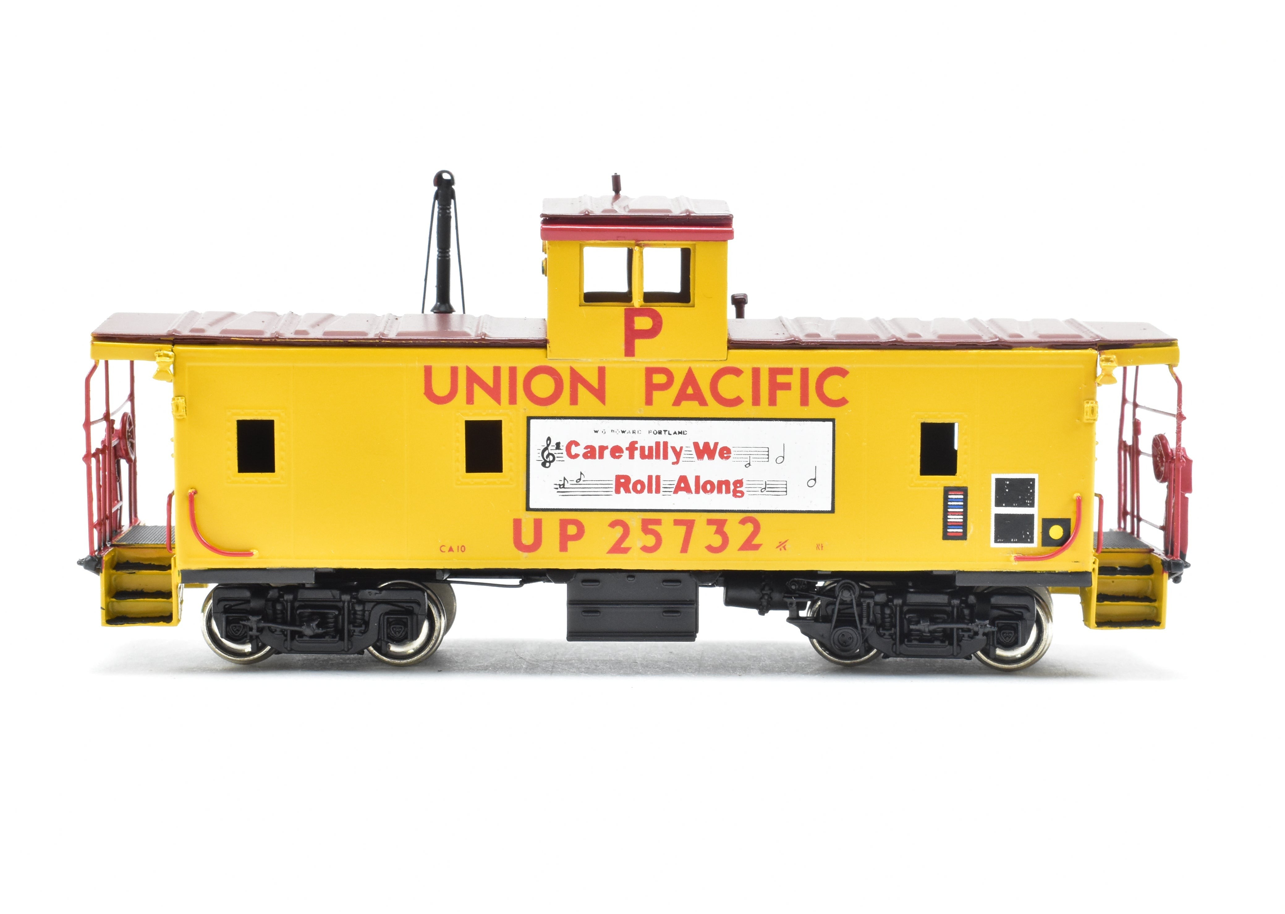 HO Scale Brass Union Pacific CA - 10 Caboose Model by Overland Models, Inc. (OMI) with Custom Paint and Slogan #25732