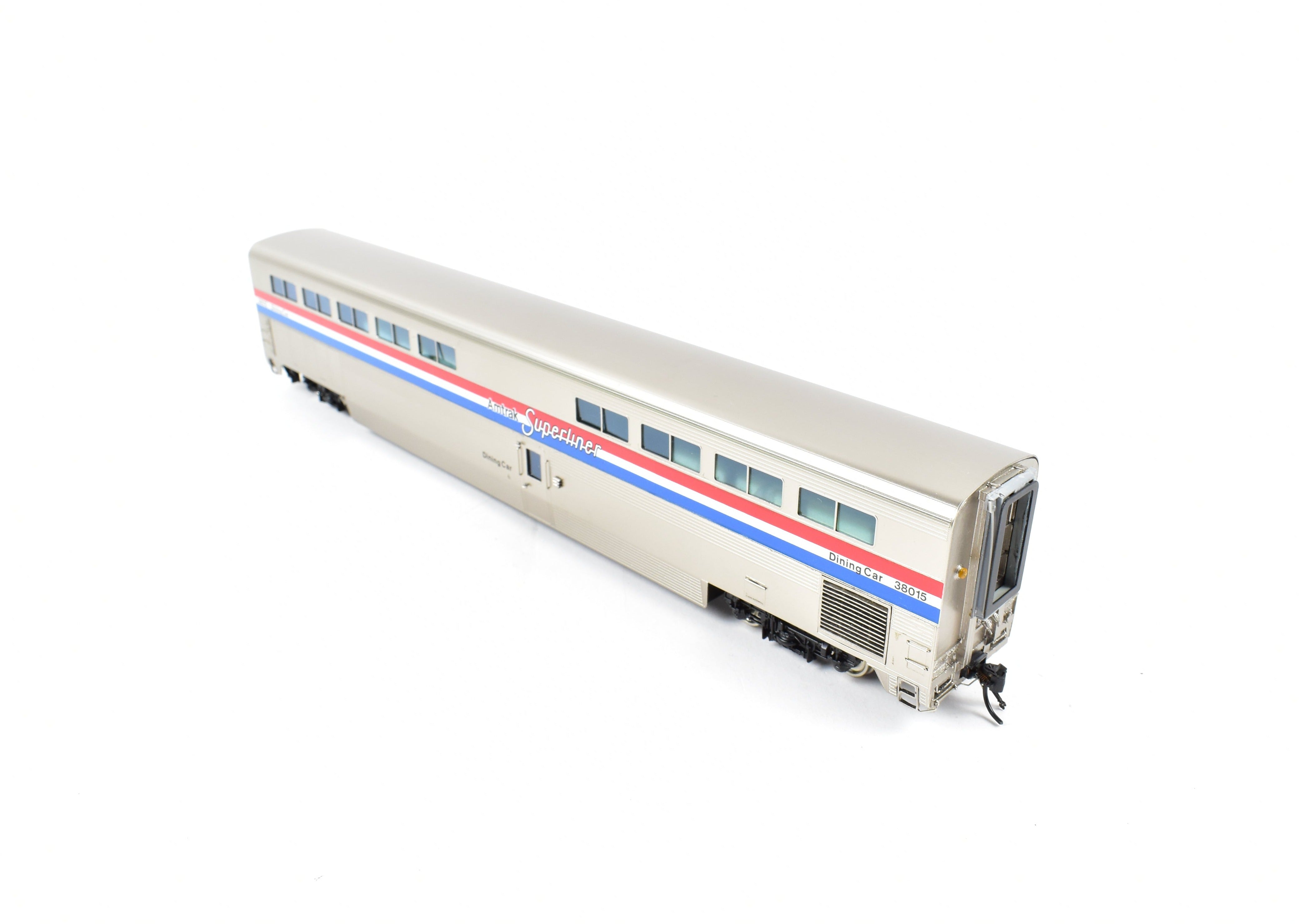 HO Scale Brass Amtrak Superliner Dining Car Model by Overland Models, Inc. - Custom Lettered No. 38015 for Western Long - Distance Trains