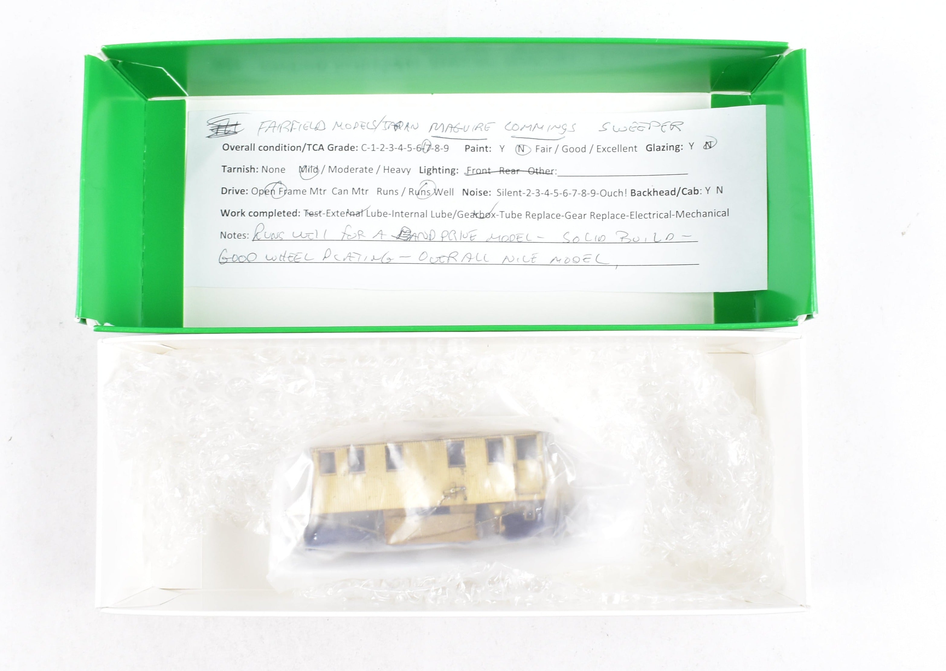HO Scale Brass Fairfield Single Truck Sweeper Model - No Box, Nice Condition