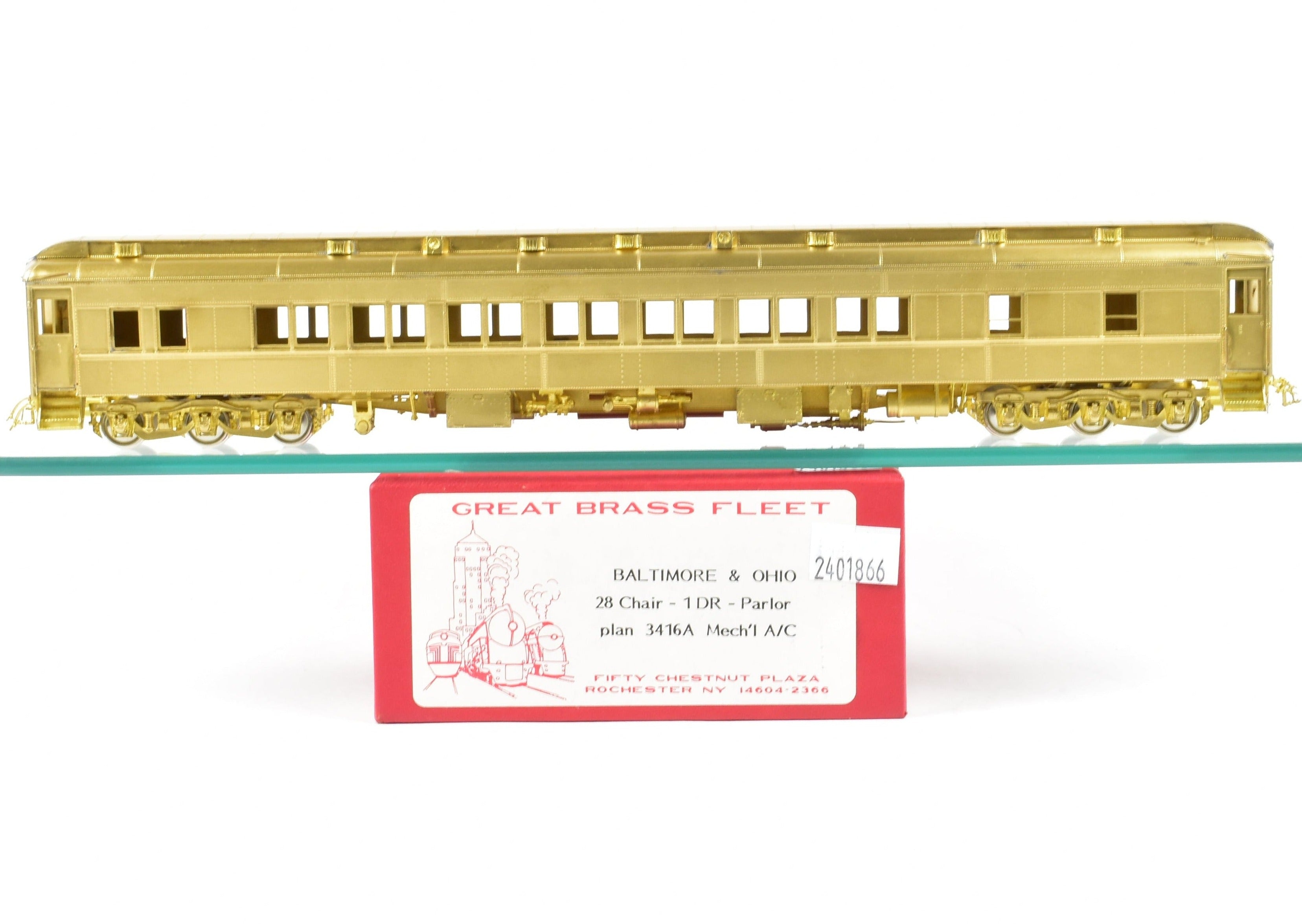 HO Scale Brass Model Railroad Baltimore and Ohio Pullman 28 Chair - 1 Drawing Room - Parlor Car from Great Brass Fleet