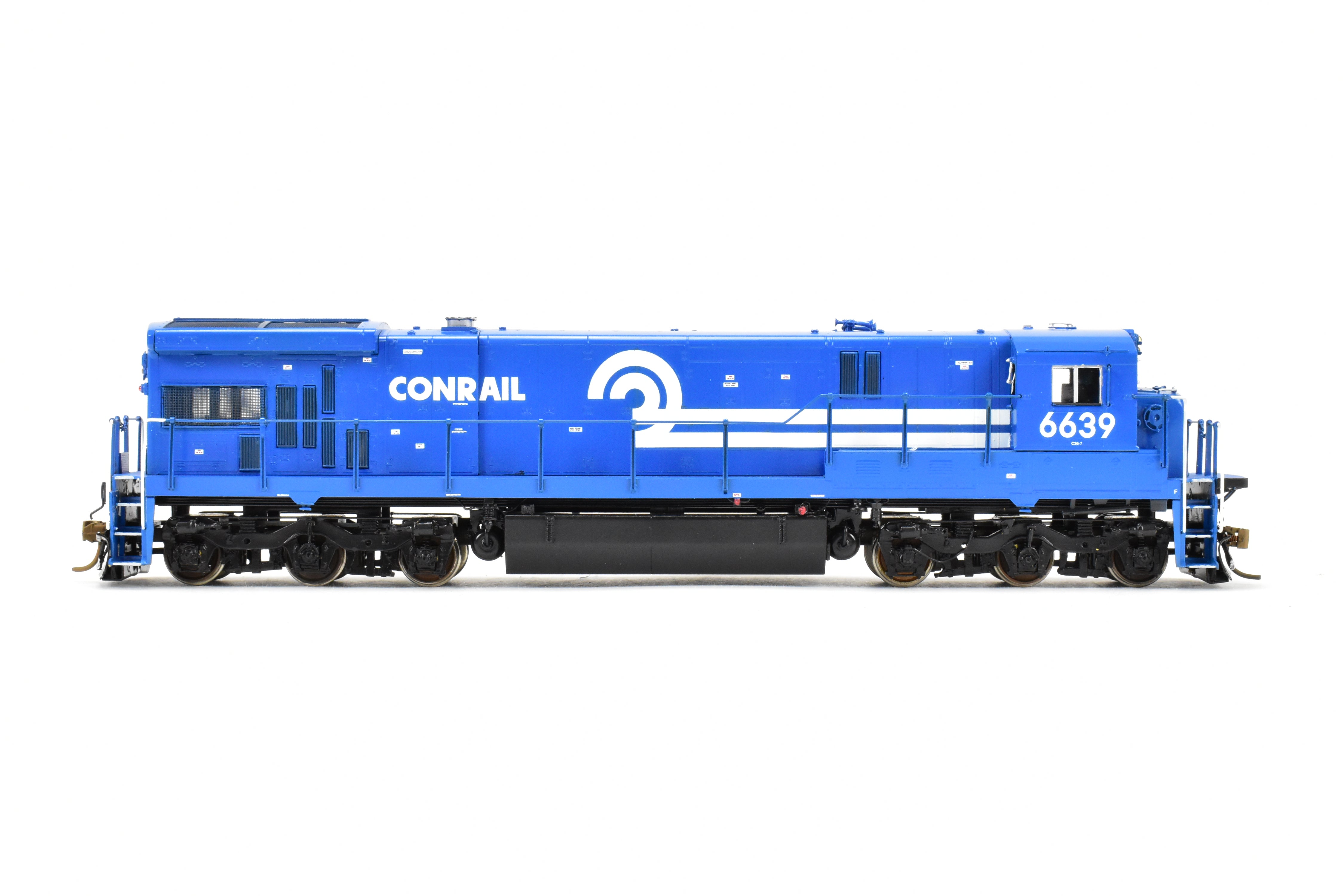 HO Scale Brass Model Train - Overland Models Inc. Conrail GE C36 - 7 Locomotive with Anti - Climber Front Porch, Professionally Painted, Number 6639
