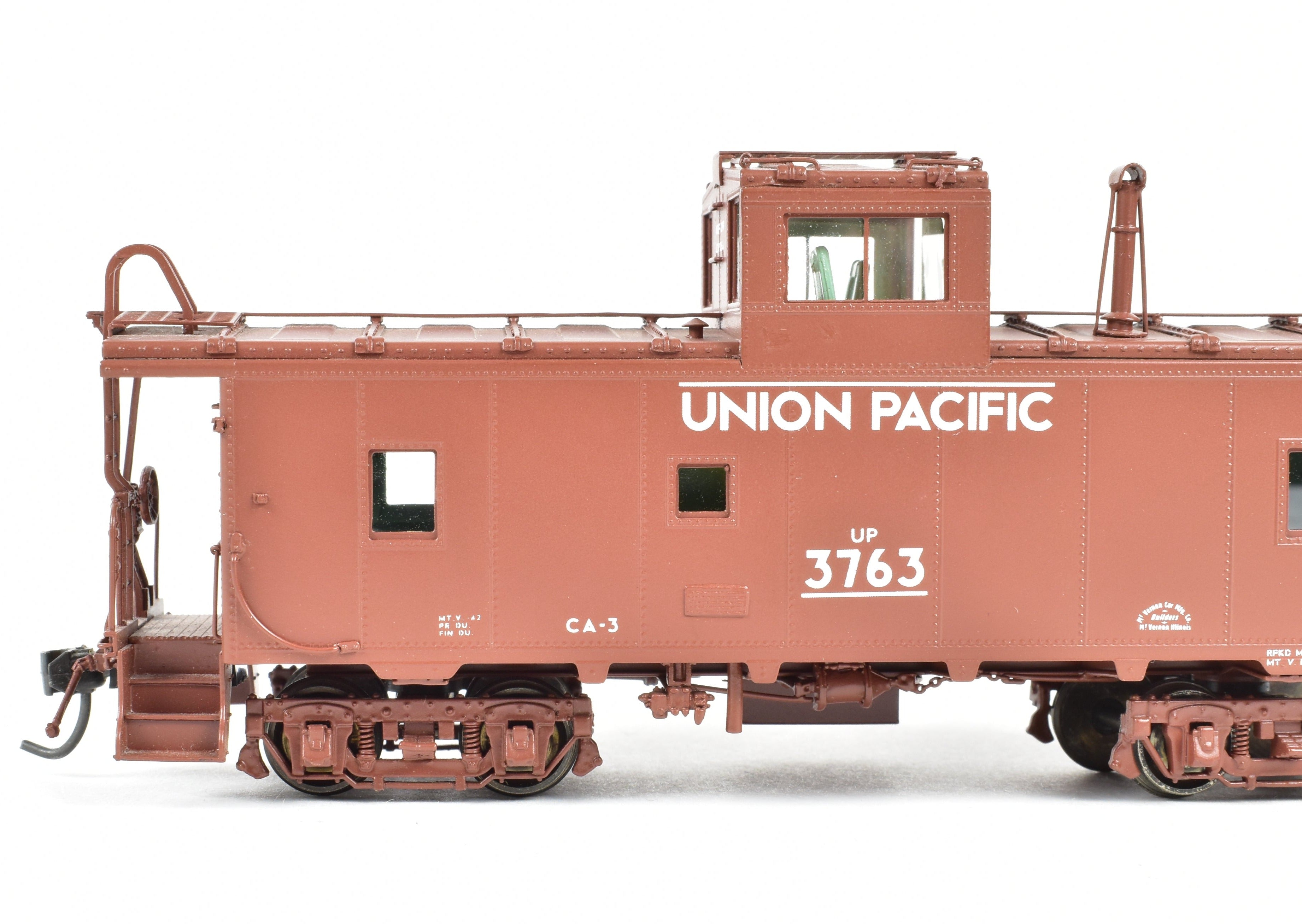 HO Scale Brass Union Pacific CA - 3 Caboose Model by Overland Models, Inc. (OMI), 2000 Run, Freight Car Red with Original White Lettering, FP No. 3763