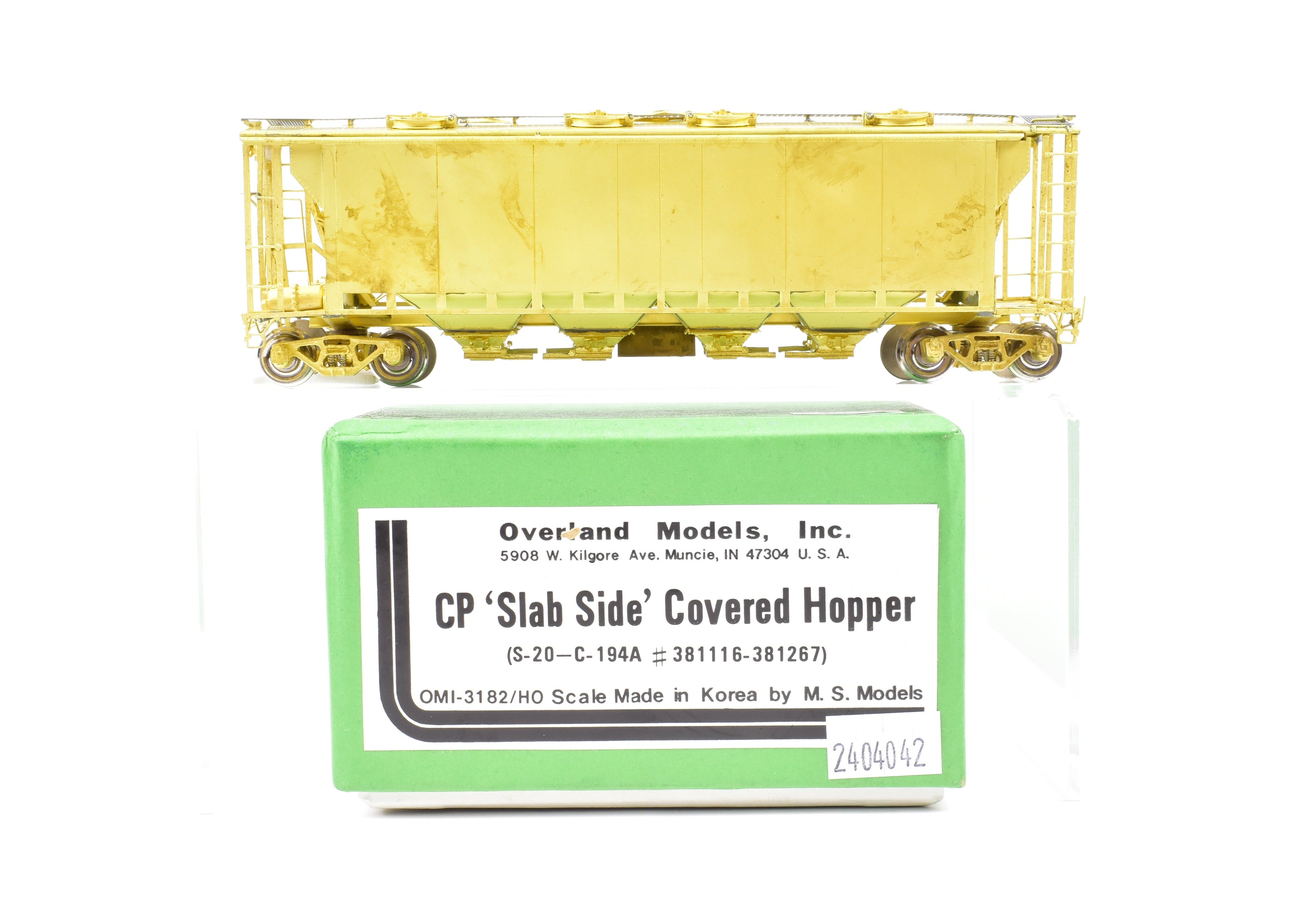 HO Scale Brass Canadian Pacific Slab Side Covered Hopper SC - 20 C194A Version Model by Overland Models, Inc. (OMI)
