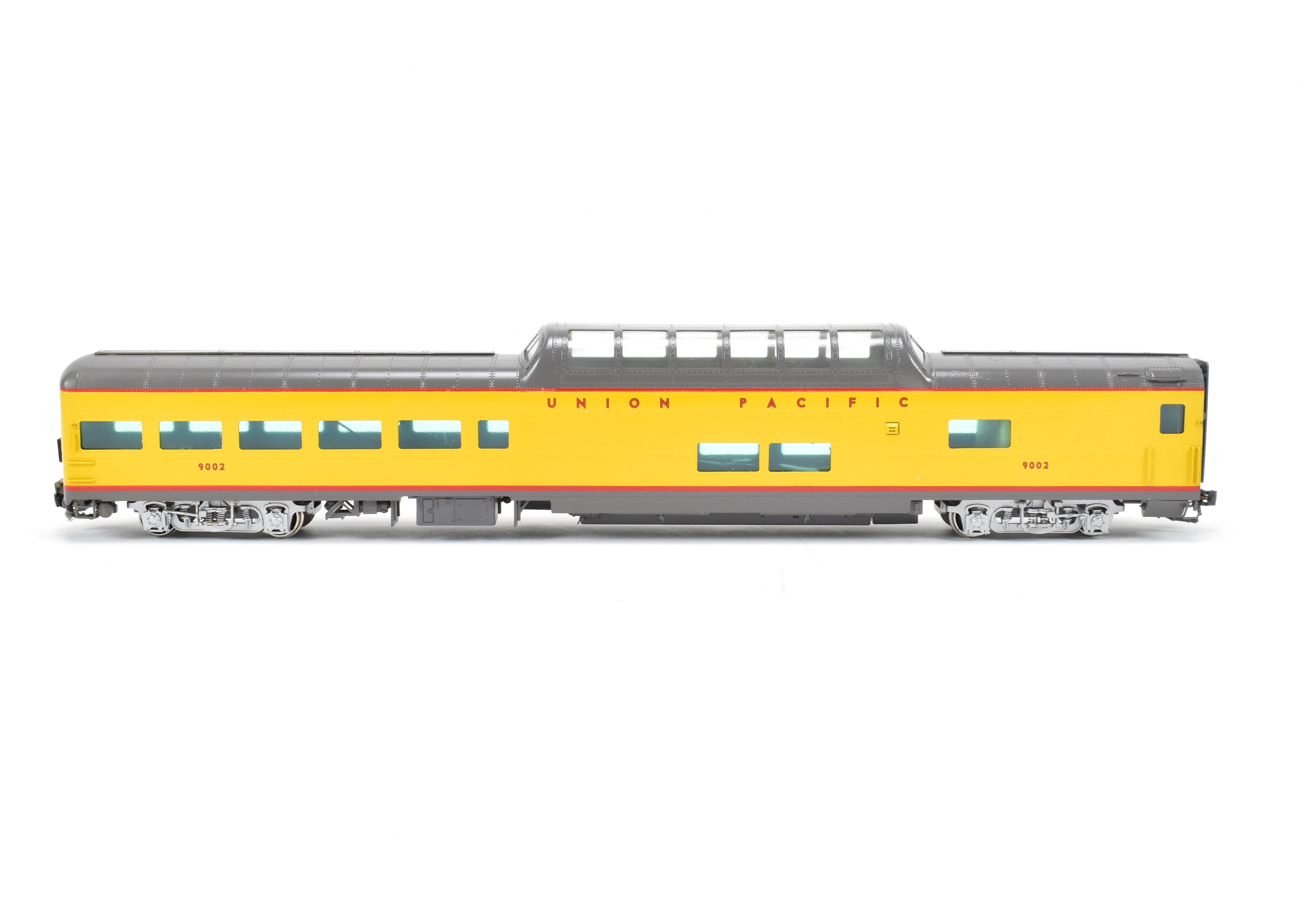 HO Scale Brass Model - Wasatch Model Co. Union Pacific ACF 1955 9000 Series Dome Lounge Observation Car Modified for Mid - Train Service, Car Number #9002