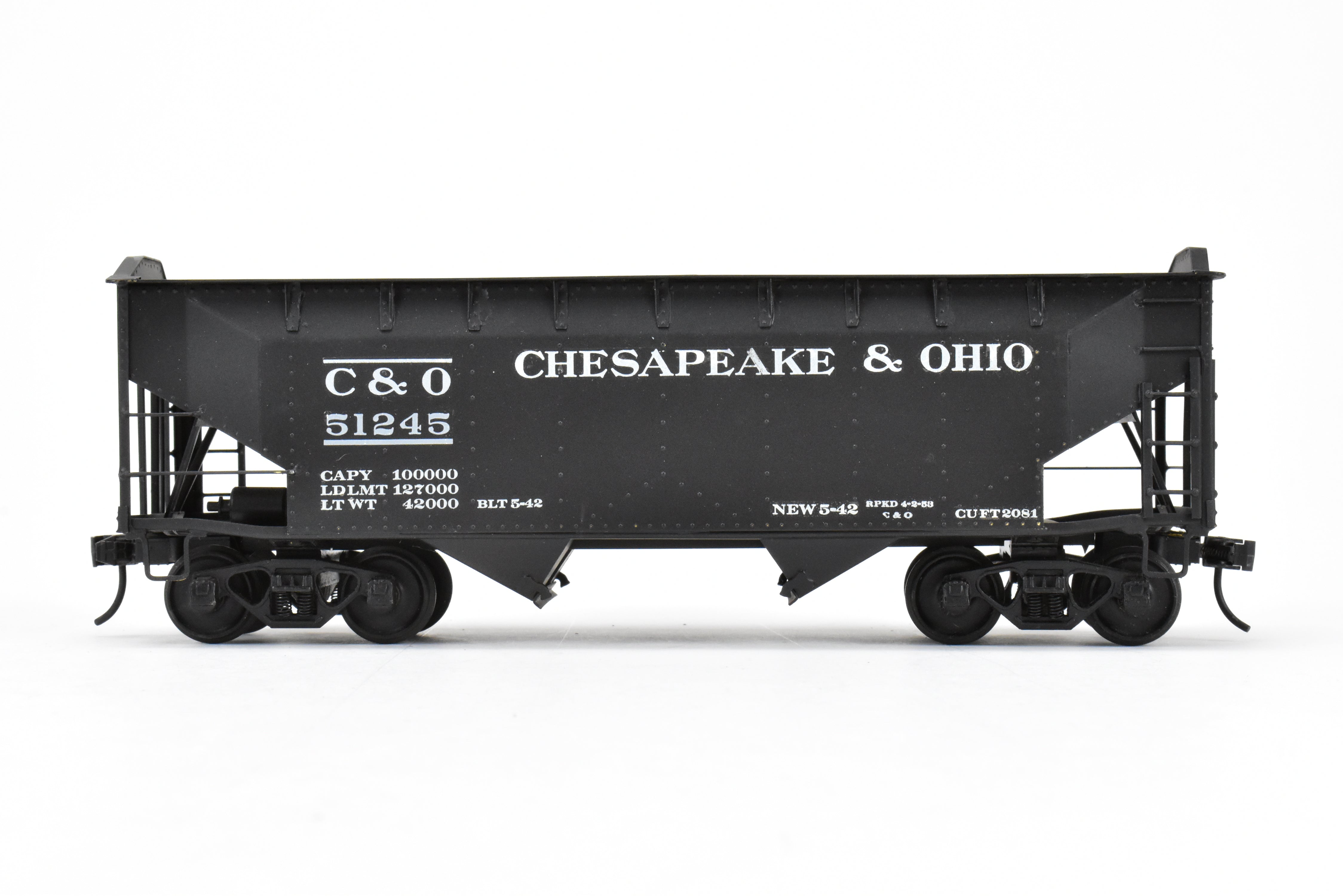 O Scale US Hobbies Brass C&O Offset Side Twin Hopper, Peaked Ends, CP No. 51245
