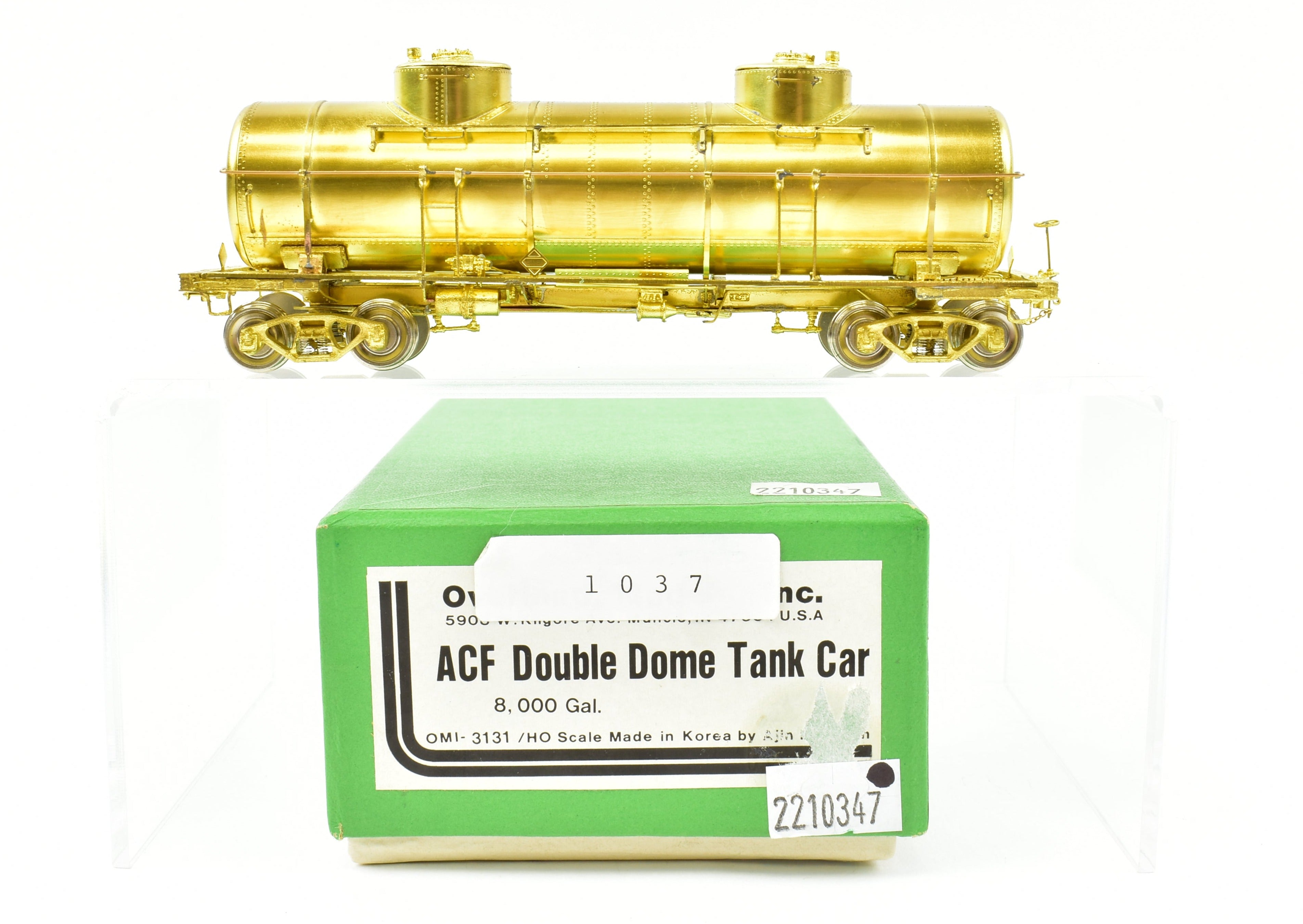 HO Scale Brass OMI - Overland Models, Inc. ACF Double Dome 8,000 Gallon Tank Car for Various Railroad Roads