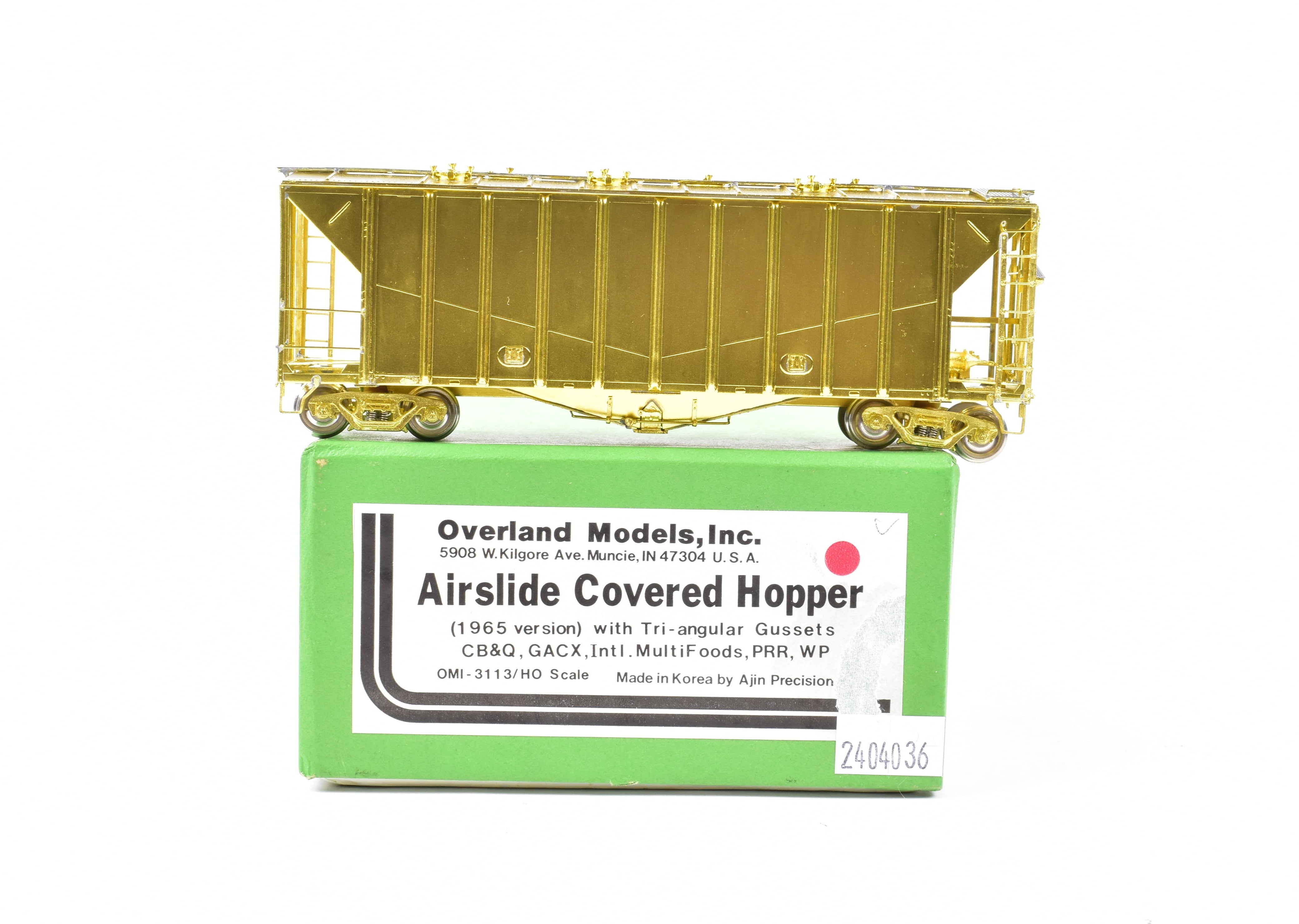 1965 HO Brass Airslide Covered Hopper by OMI w/ Tri - Angular Gussets