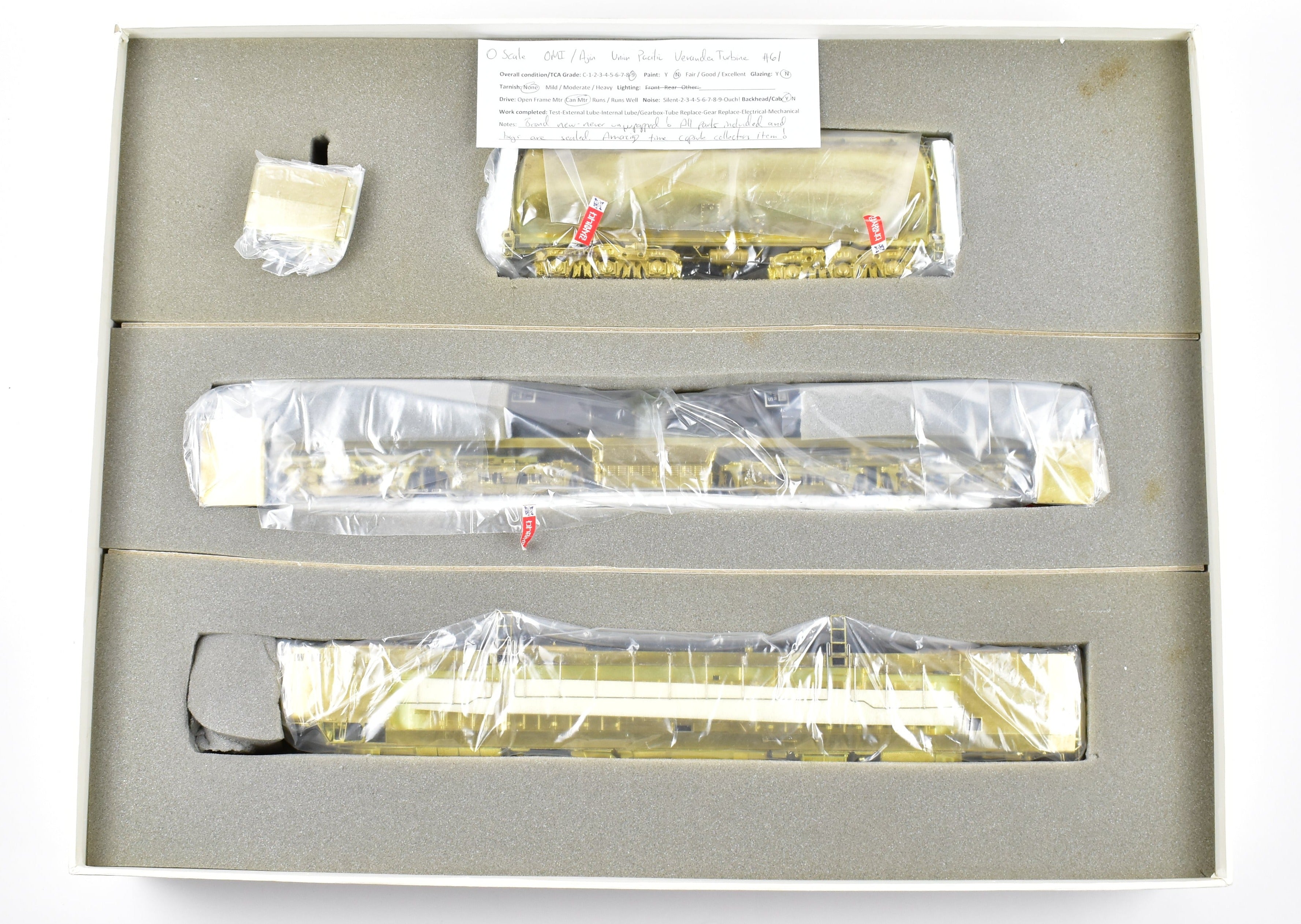 Brass O Scale Model Train - Overland Models, Inc. Union Pacific Veranda Turbine No. 61 with Special Tender, Brand New Collectible Item