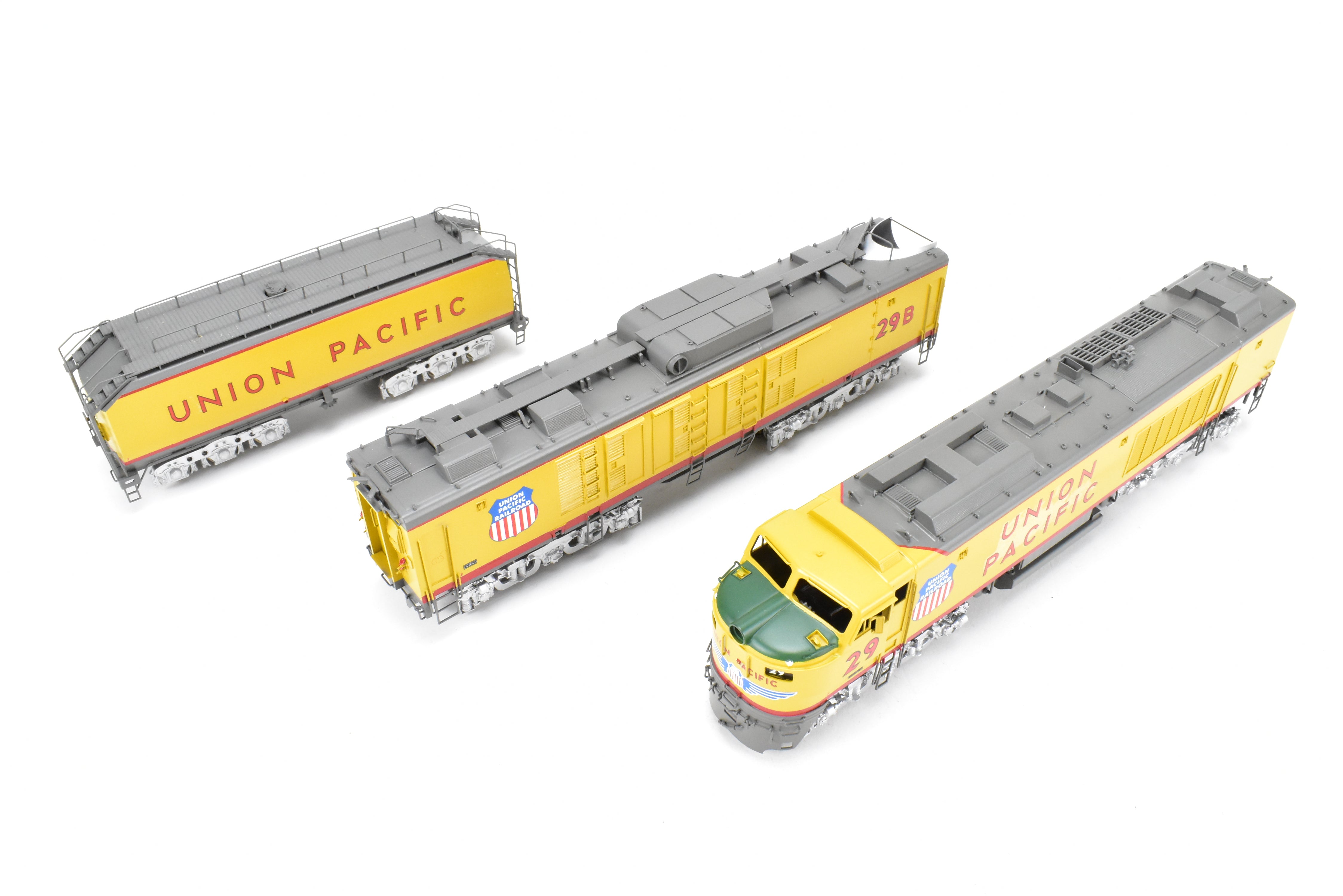 High - Quality HO Scale Brass Alco Models Union Pacific 3 - Unit Gas Turbine Electric Locomotive Set - Professionally Painted #29 & 29B