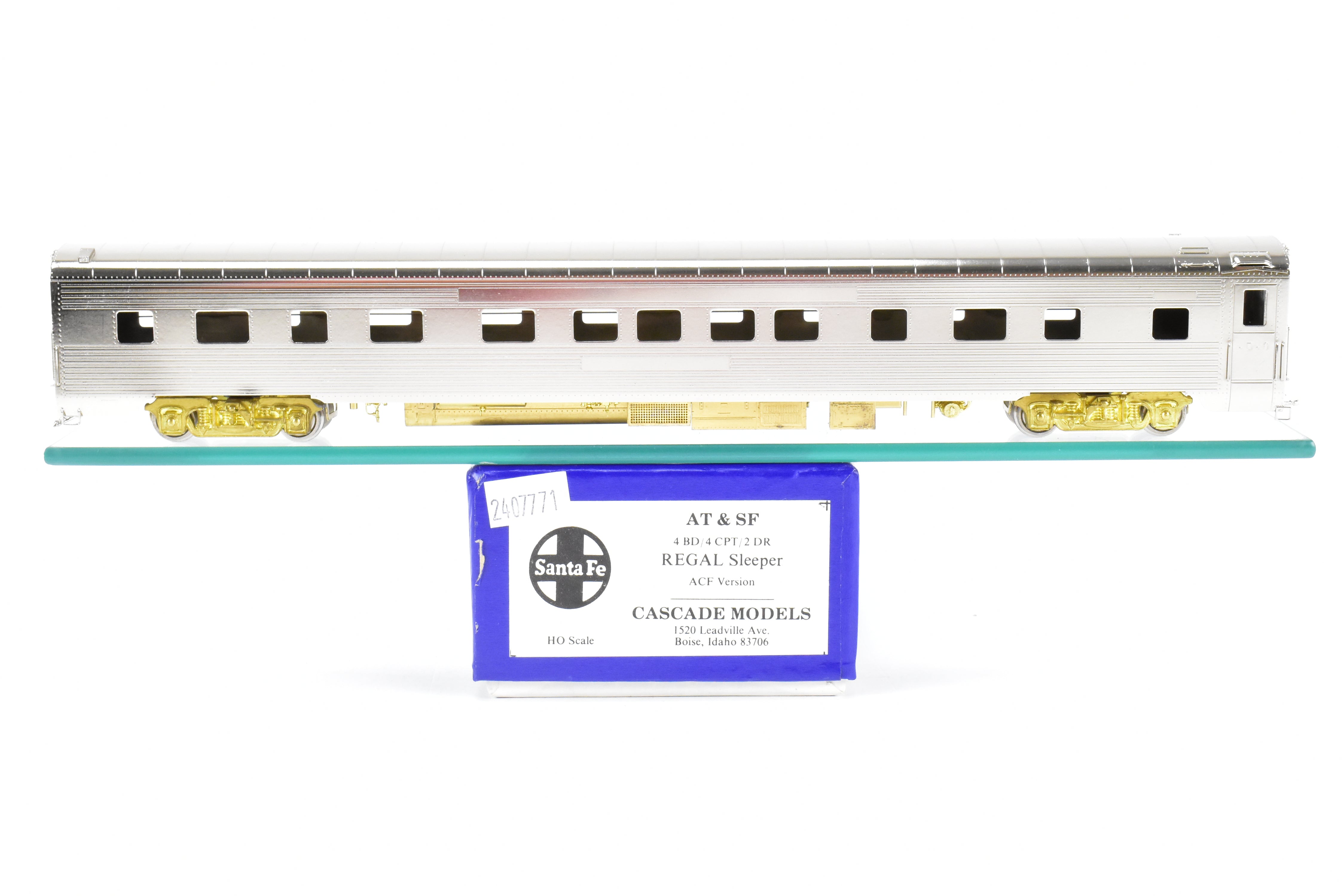 HO Scale Brass Model Train - Cascade Models AT&SF - Santa Fe ACF Regal Series 4-4-2 Sleeper with Deskirted Design