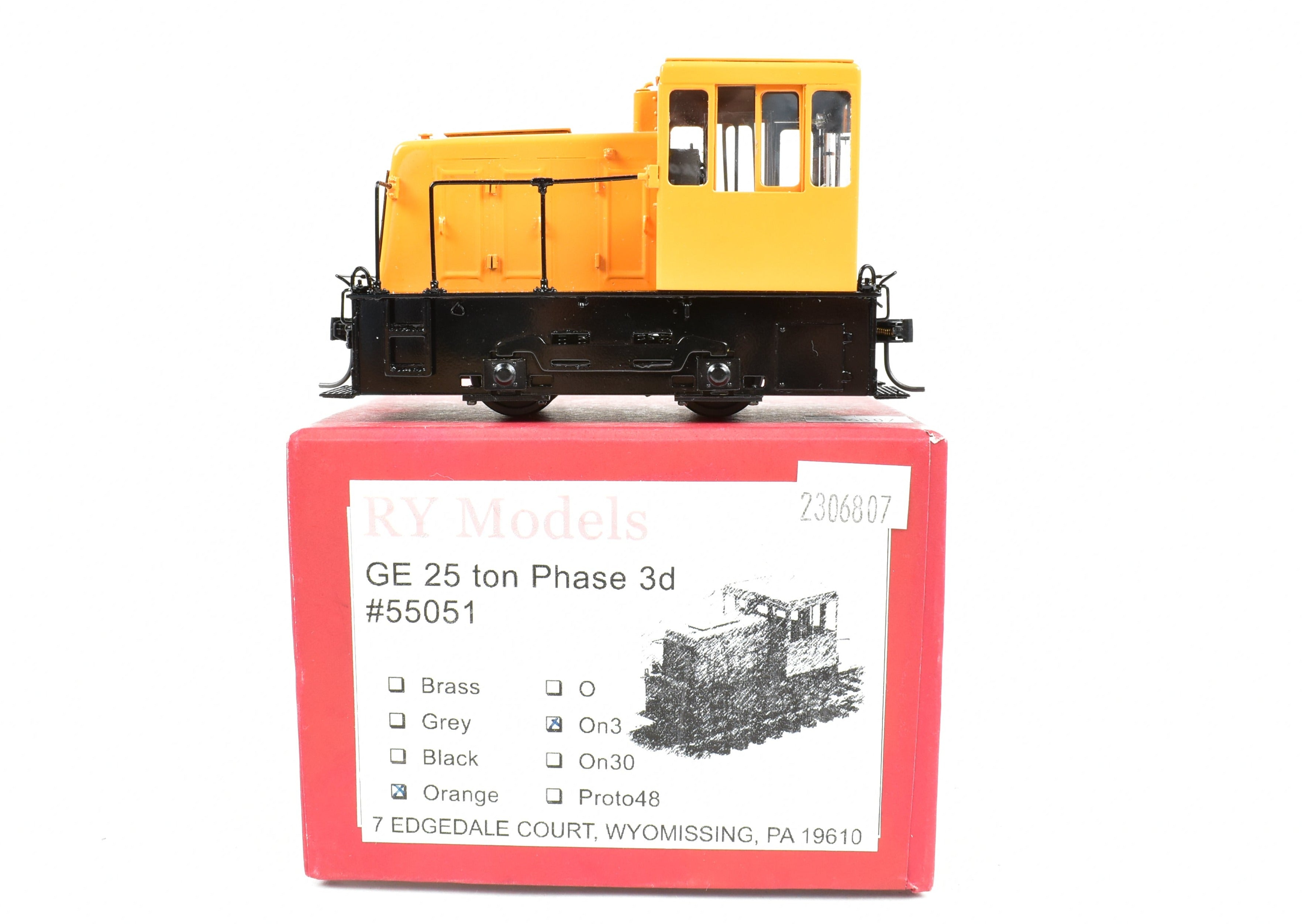 On3 Scale Brass Model Locomotive - Rich Yoder Models (RYM) GE 25 Ton Phase 3D Diesel Freight Locomotive