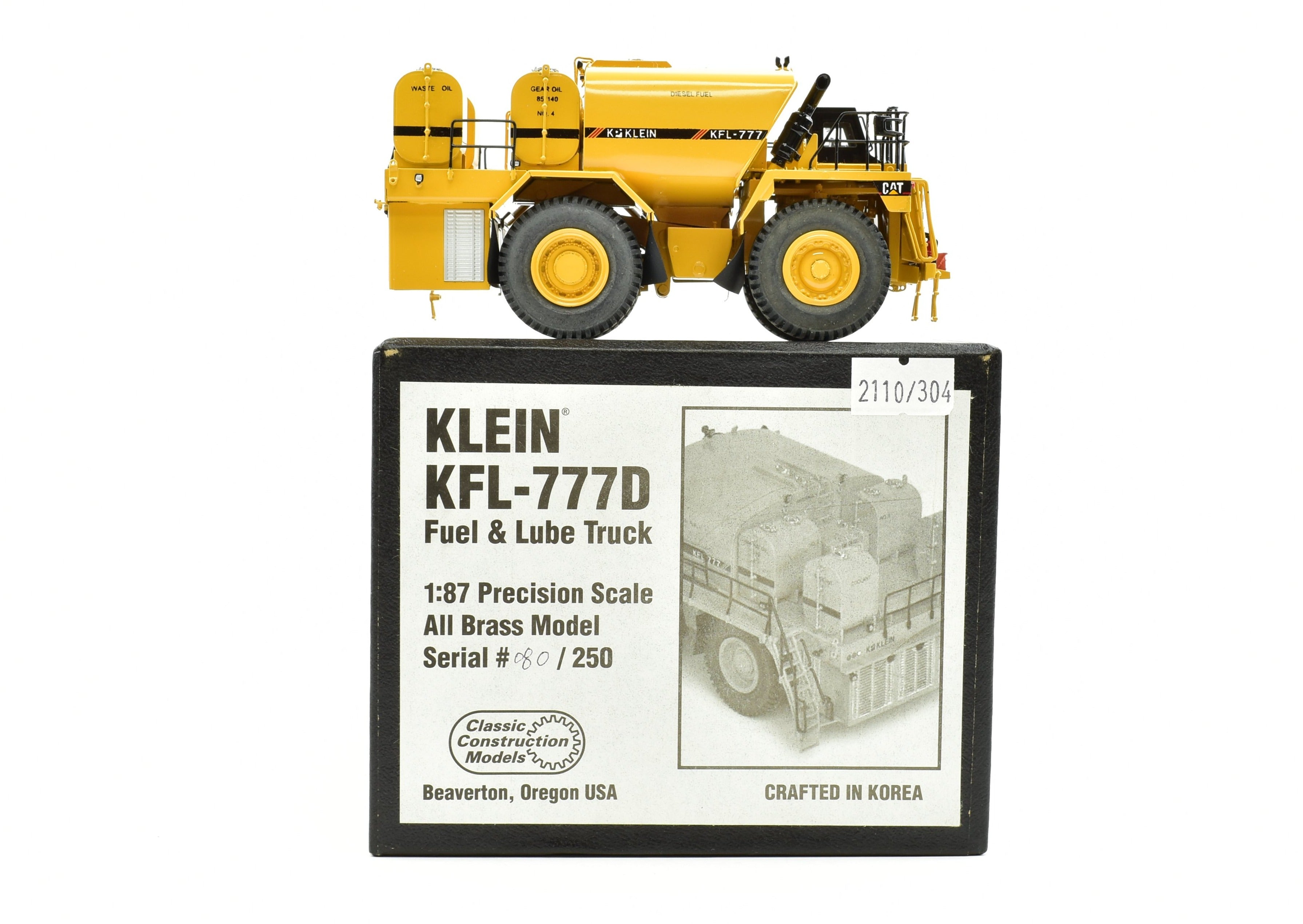 High - Quality HO Brass Construction Model - CON CCM Models No. 30020 Caterpillar KFL - 777D with Klein Fuel and Lubrication Body