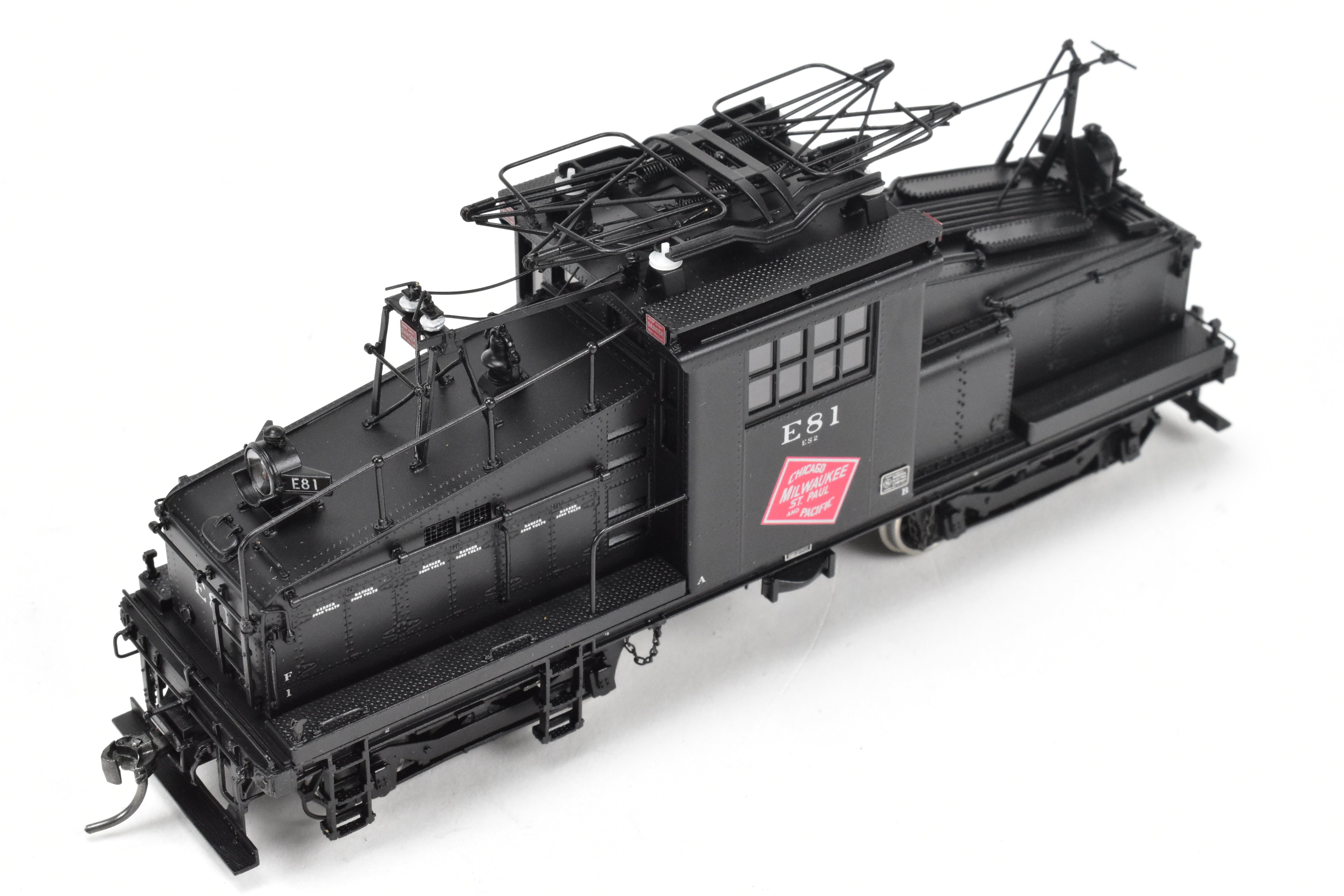 HO Scale Brass Model Train - Overland Models Inc. Milwaukee Road ES - 2 Electric Switcher F/P in Black Color, DCC Ready with New NWSL Gears, Numbered #E81