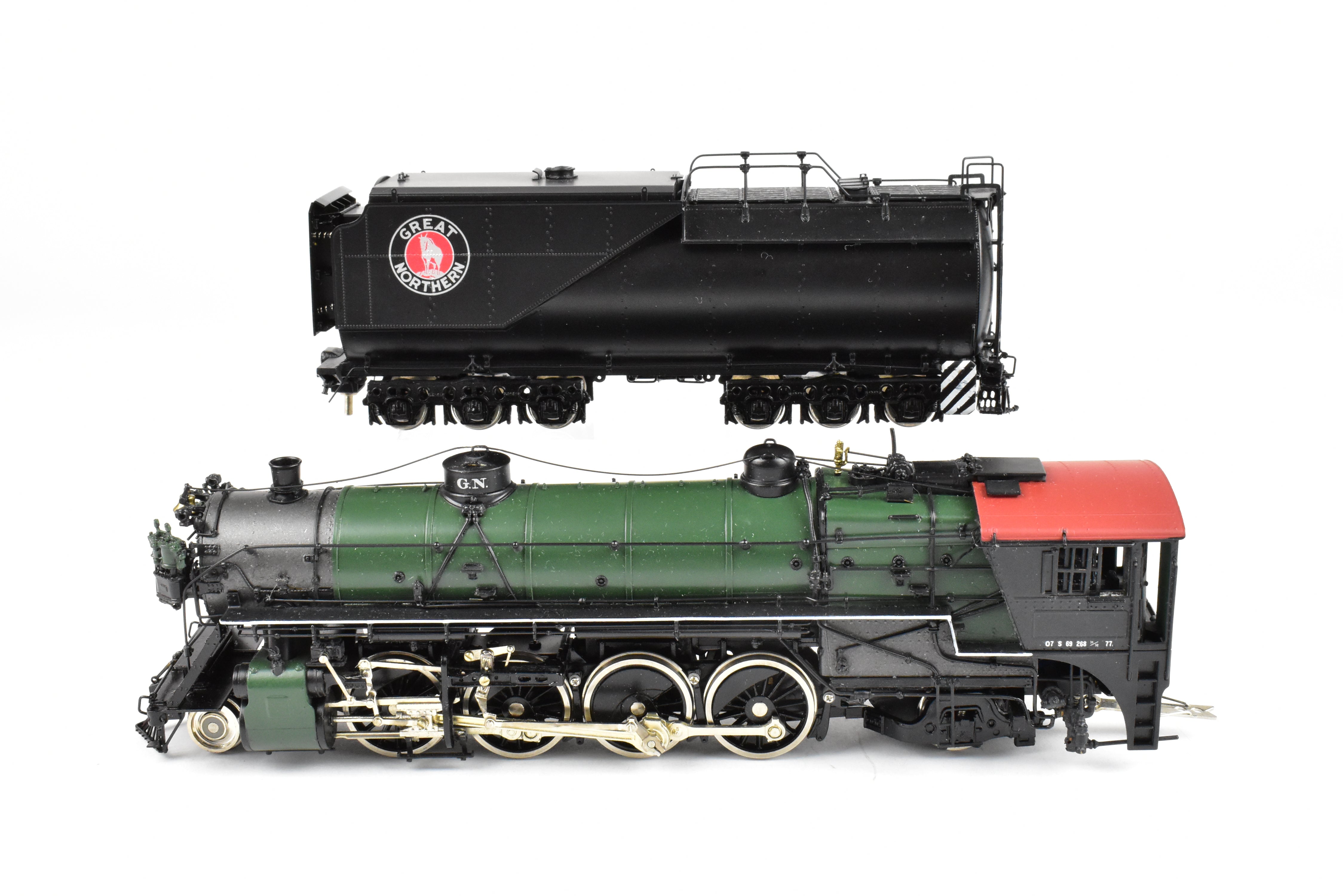HO Scale Brass Model Train - Precision Scale Co. (PSC) Great Northern Class O - 7 with Vestibule Cab 2 - 8 - 2 Freight Locomotive