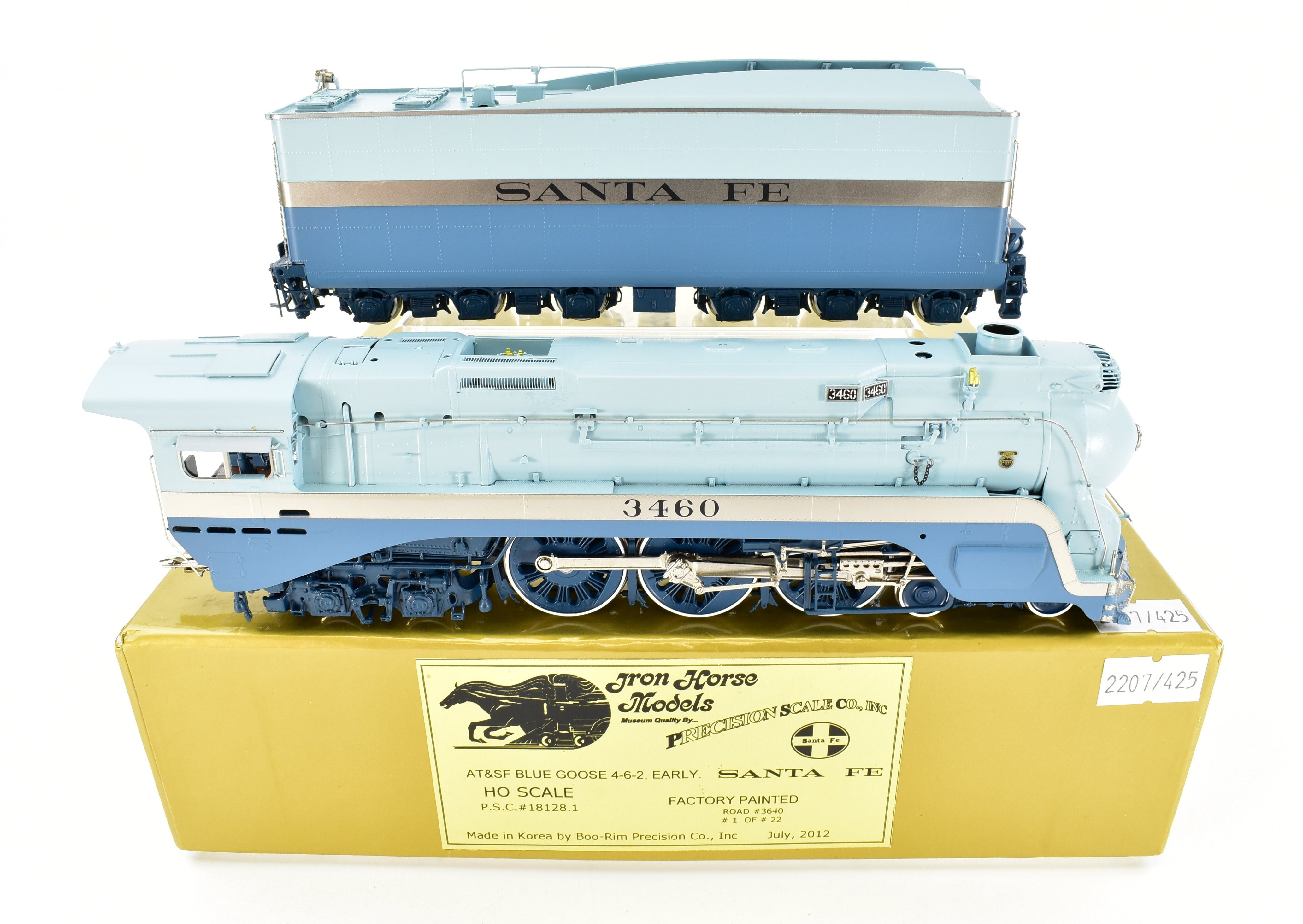 HO Brass Precision Scale Co. ATSF Santa Fe 4-6-4 #3460 Blue Goose Hudson FP Rare Model