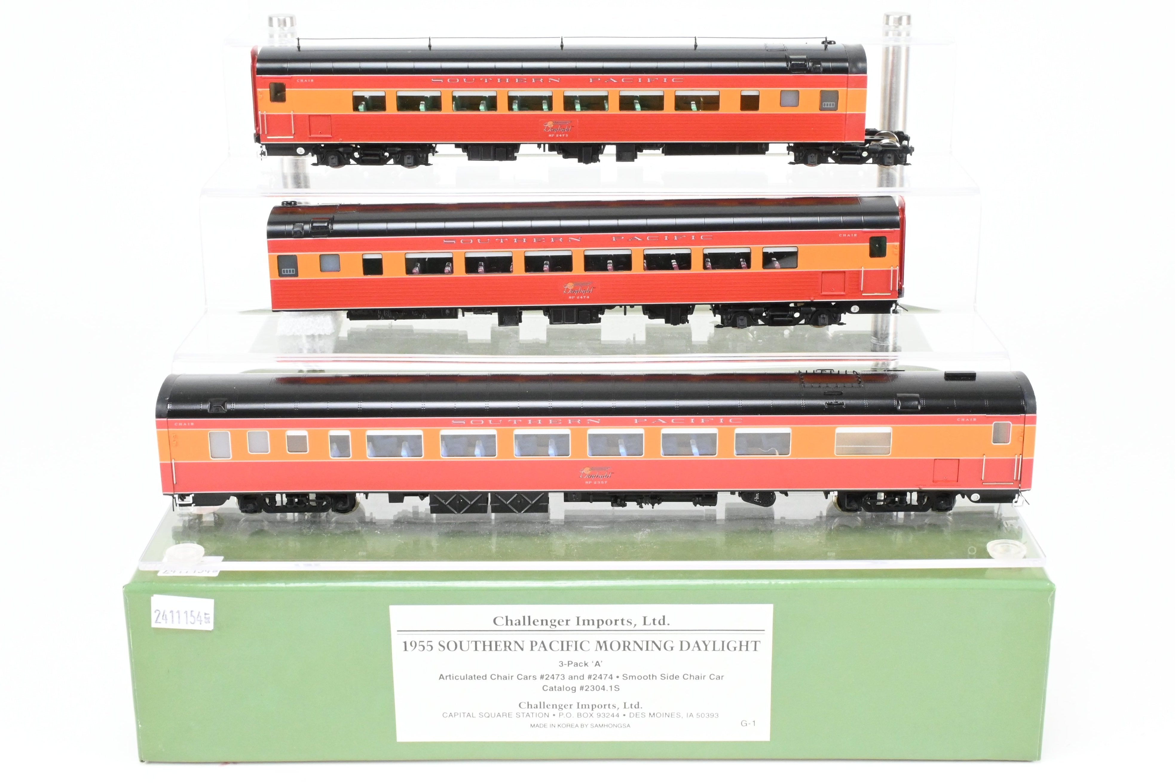 HO Scale Brass 3-Pack Add-On Set: 1955 Southern Pacific Morning Daylight by Challenger Imports