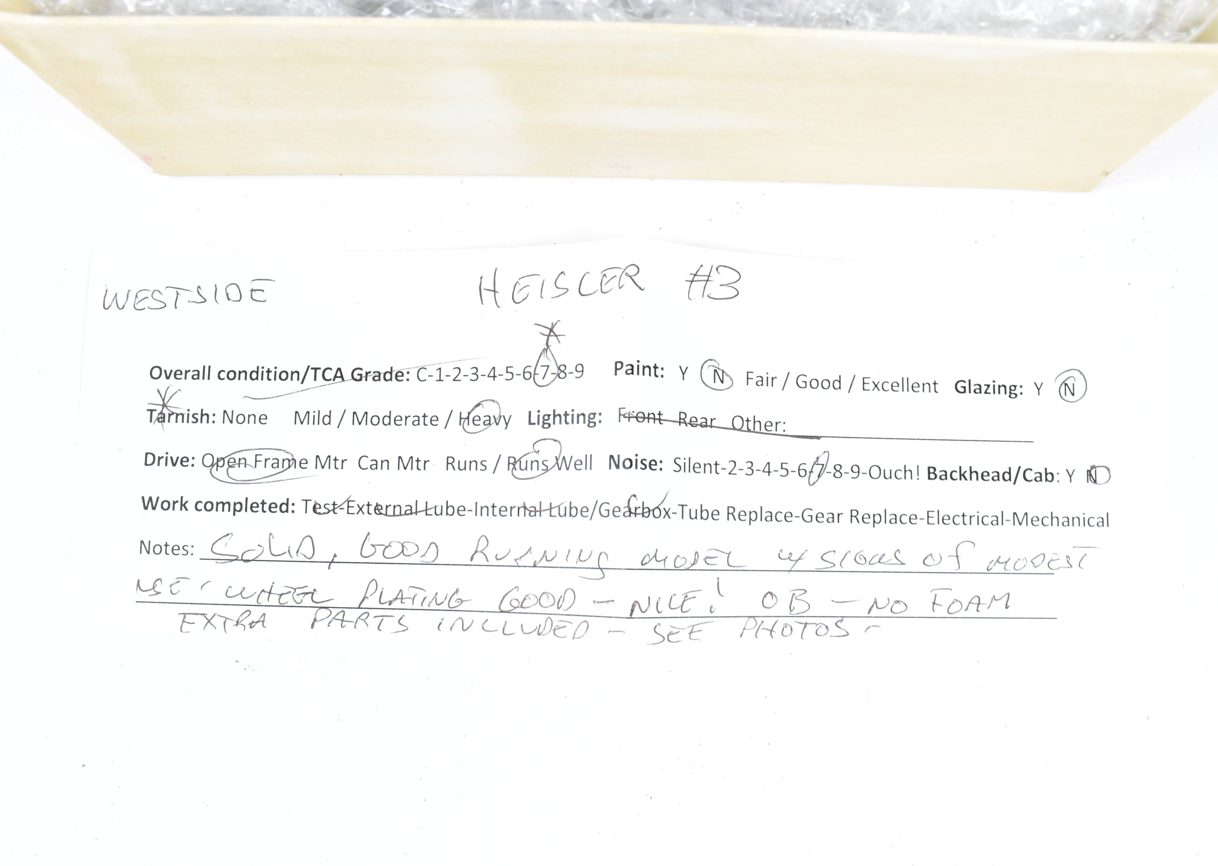 HO or HOn3 Scale Brass Model Train - Westside Model Co. Westside Lumber Co. Heisler #3 Replica