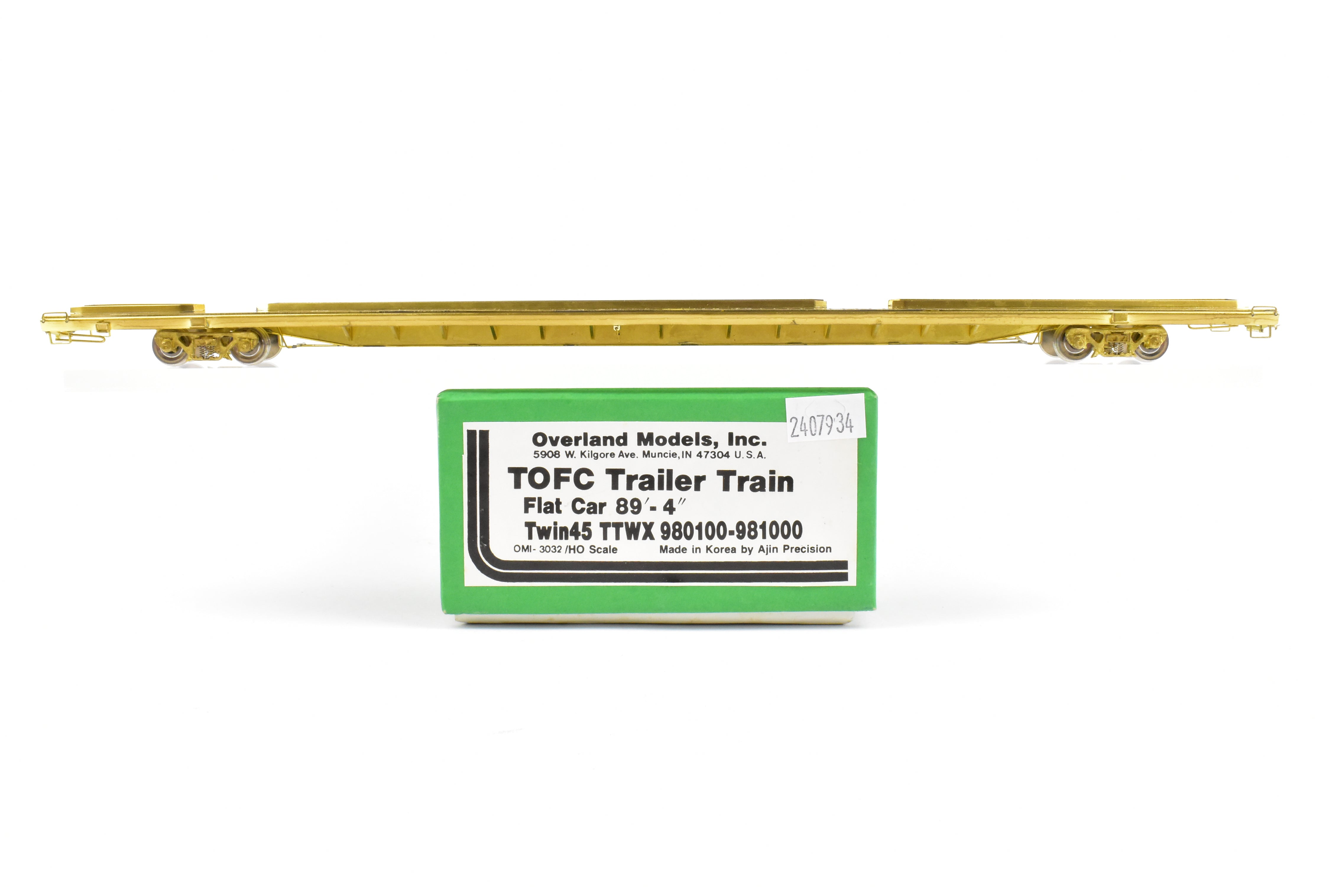 HO Brass OMI TOFC Flat Car 89'-4 Twin 45' from Overland Models