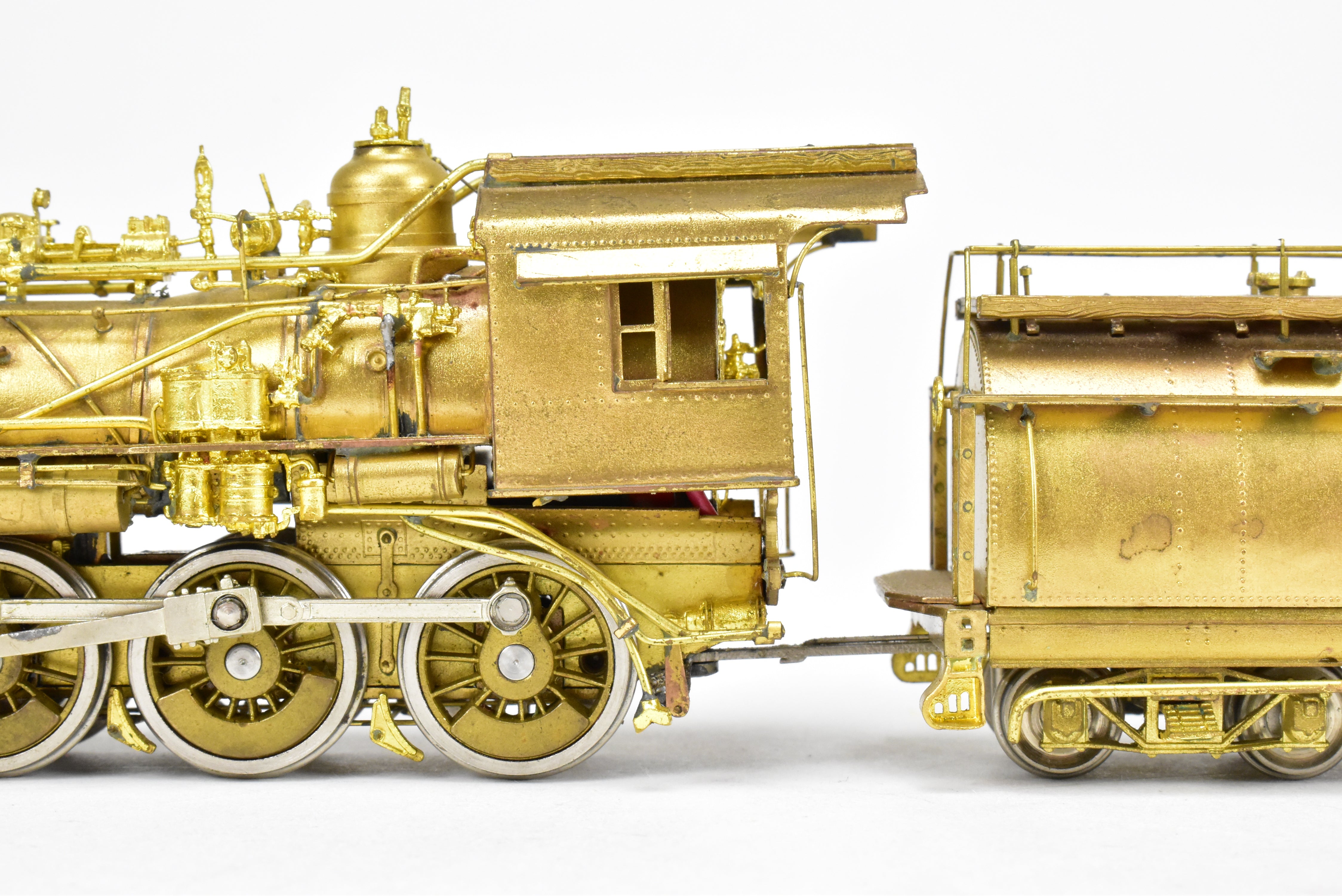 1977 HO Brass Southern Pacific Fire Train Set T-1 4-6-0 with Two Tank Cars, Missing 2 Ladders