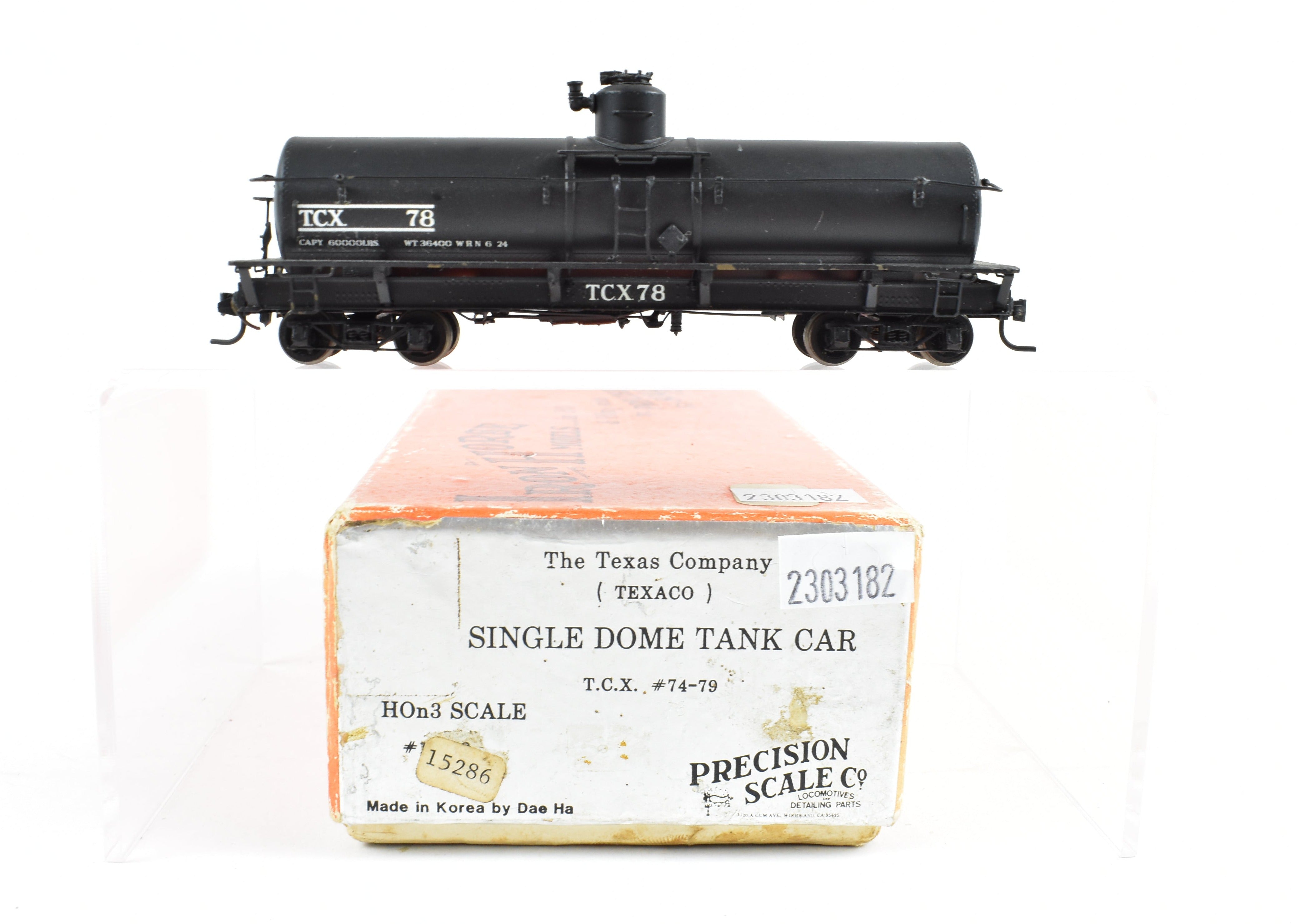 HOn3 Precision Scale Co. Brass TCX - Texaco Single Dome Tank Car TCX 76
