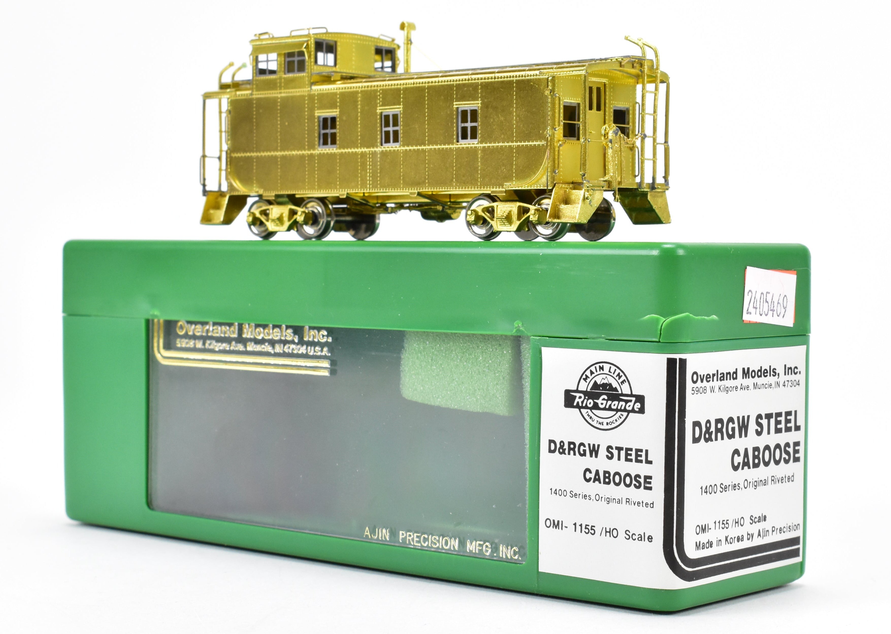 HO Scale Brass Model Train Caboose by Overland Models, Inc. - Representing Denver & Rio Grande Western 1400 Series Steel Caboose