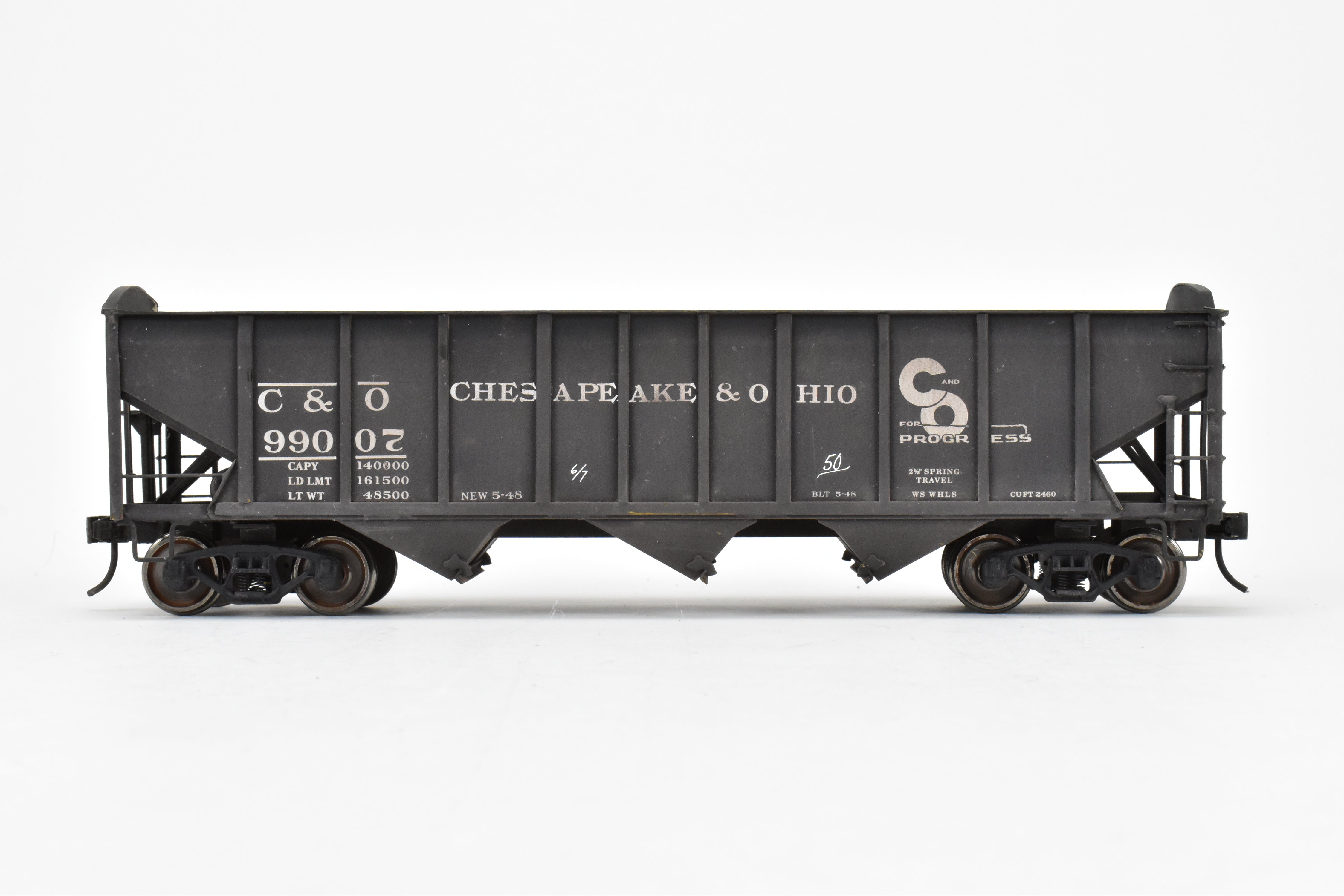 O Scale Custom Painted Brass US Hobbies C&O Triple Hopper #99007, No Box