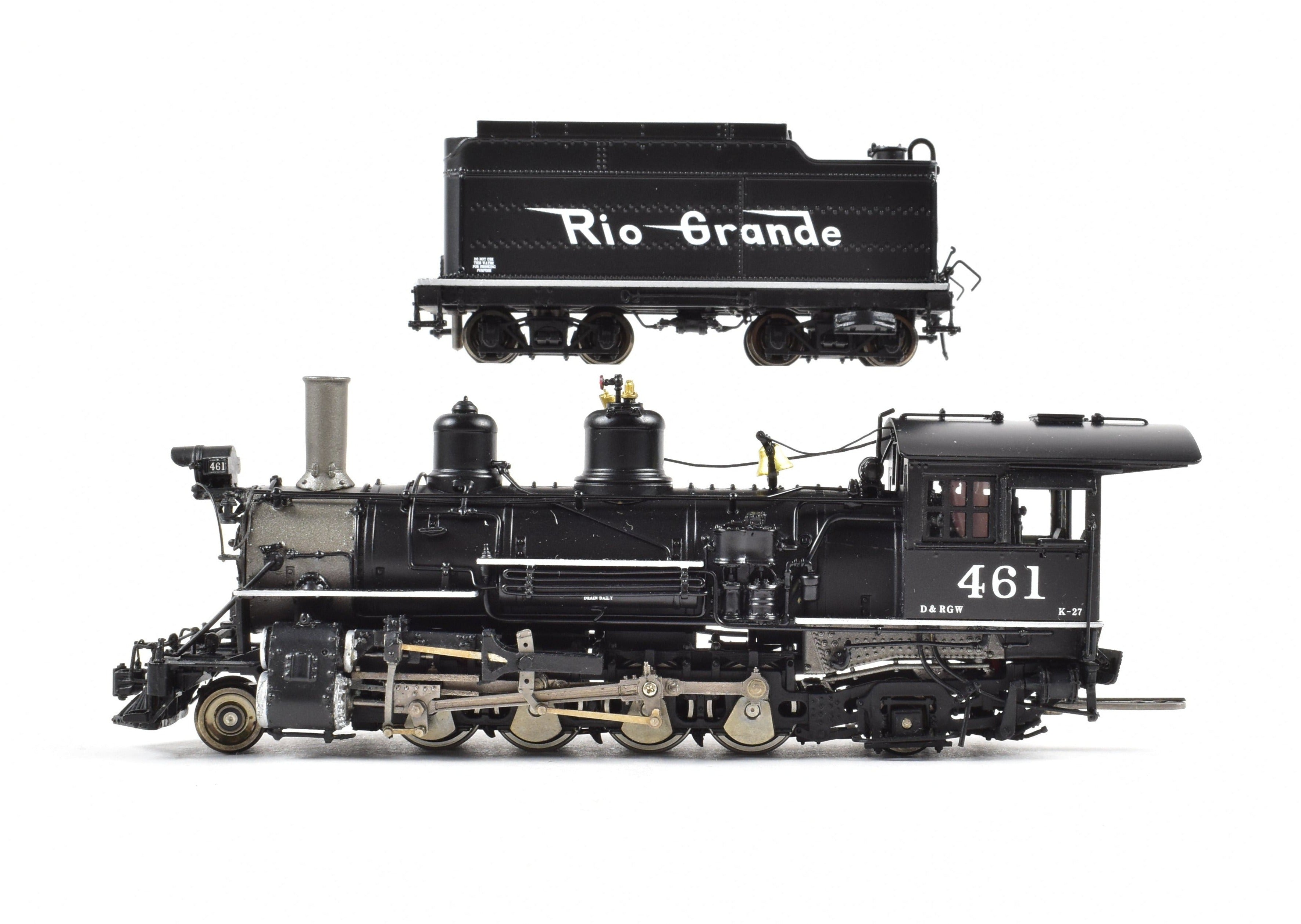 HOn3 Scale Brass Hybrid Model Train - Mountain Model Imports D&RGW (Denver & Rio Grande Western) K - 27 2 - 8 - 2 Locomotive #461 FP