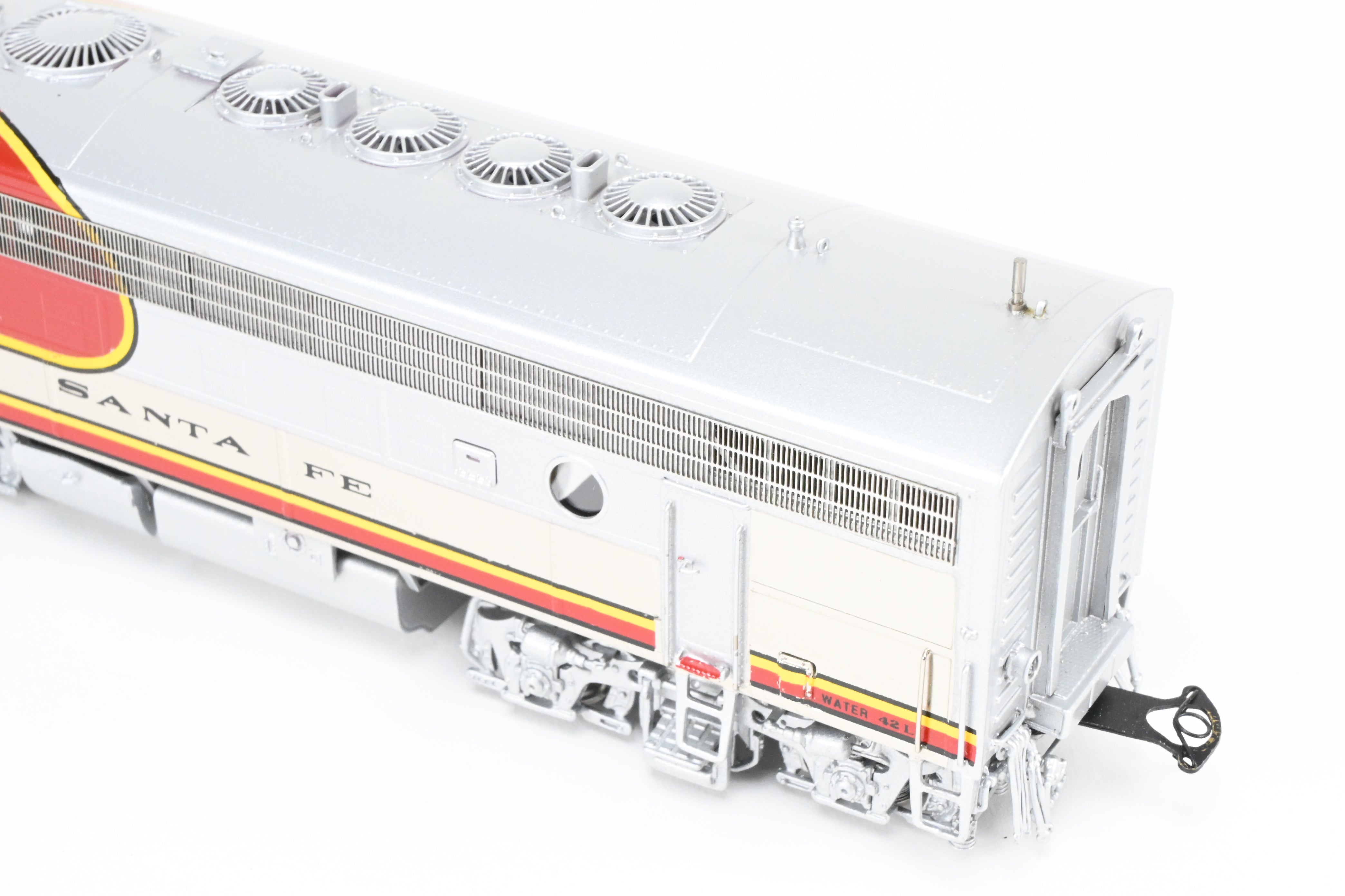 HO Scale Brass Model Train Set - Overland Models Inc. ATSF - Santa Fe EMD F7 A - B - B - A Set #1 (1950's Era FP) with Cars #42L, 42A, 42B, 42C