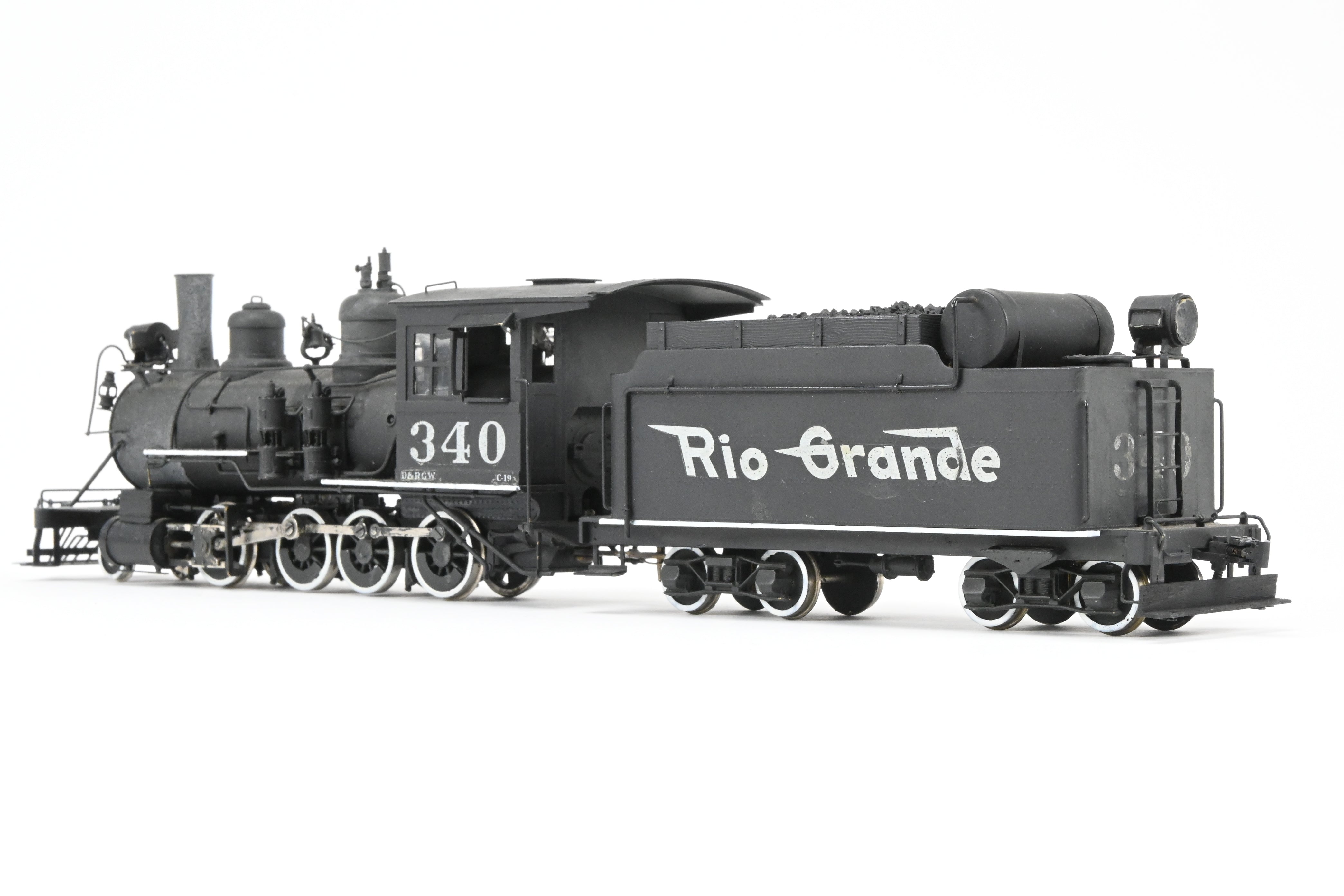 On3 Scale Brass Balboa Model Train - Denver & Rio Grande Western C-19 2-8-0 Class, Weathered CP #340 Replica