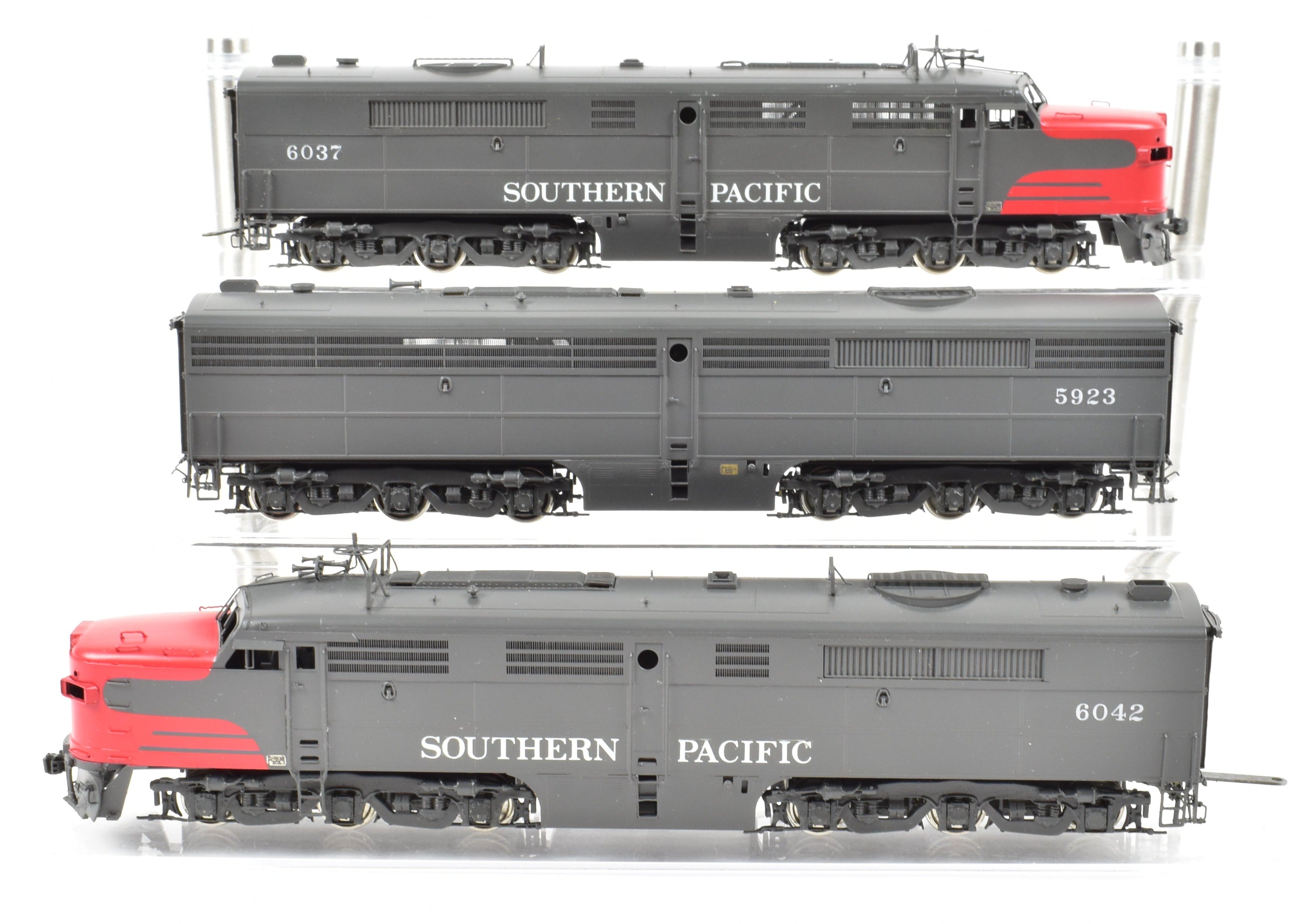 HO Scale Brass Model Train Key Imports Southern Pacific ALCO PA3/PB3/PA3 Set Custom Series #55 with 'Bloody Nose Scheme' and Factory Paint Finish