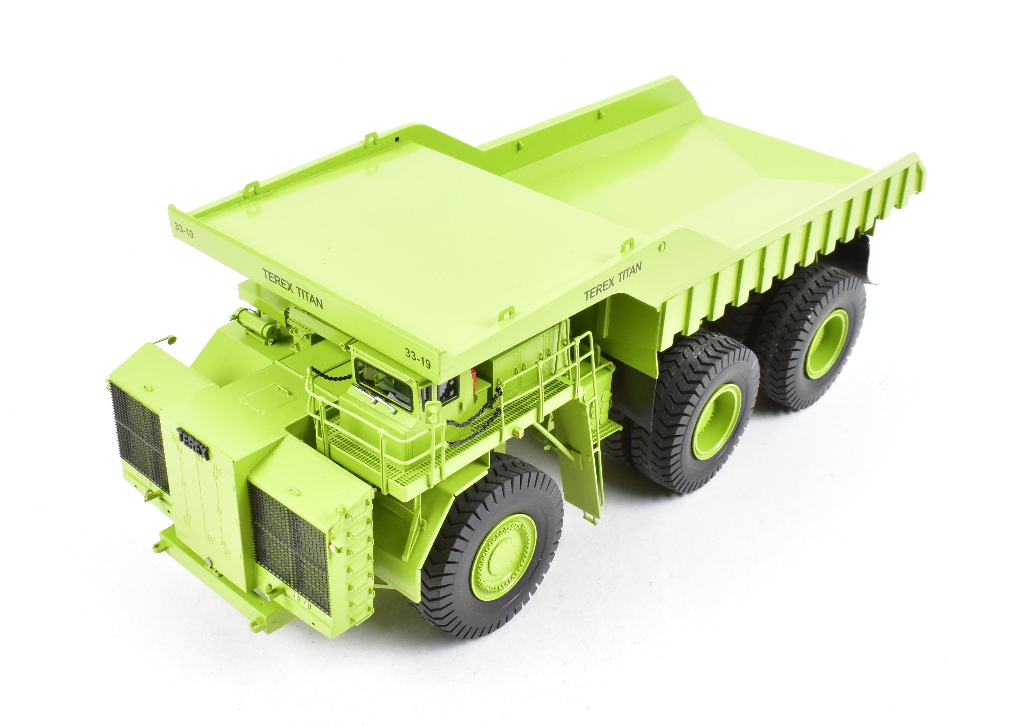 High - Quality HO Scale Brass Construction EMD Models Terex Titan 33 - 19 Hauler in Factory - Painted FP Green, A Rare and Sought - After Collectible Model
