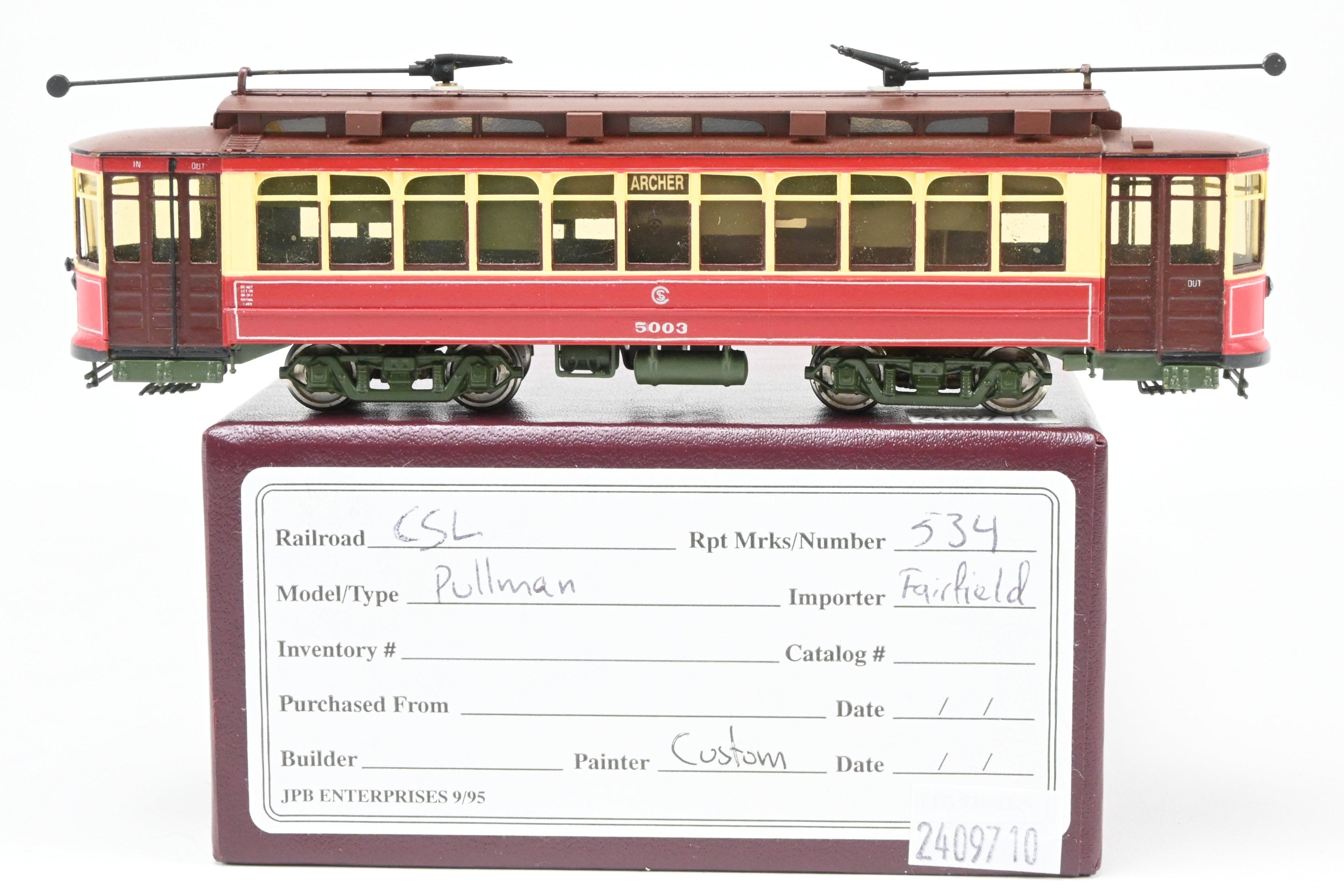 HO Scale Brass Fairfield 343 CSL Chicago Surface Lines Custom Painted Pullman Car No. 5003