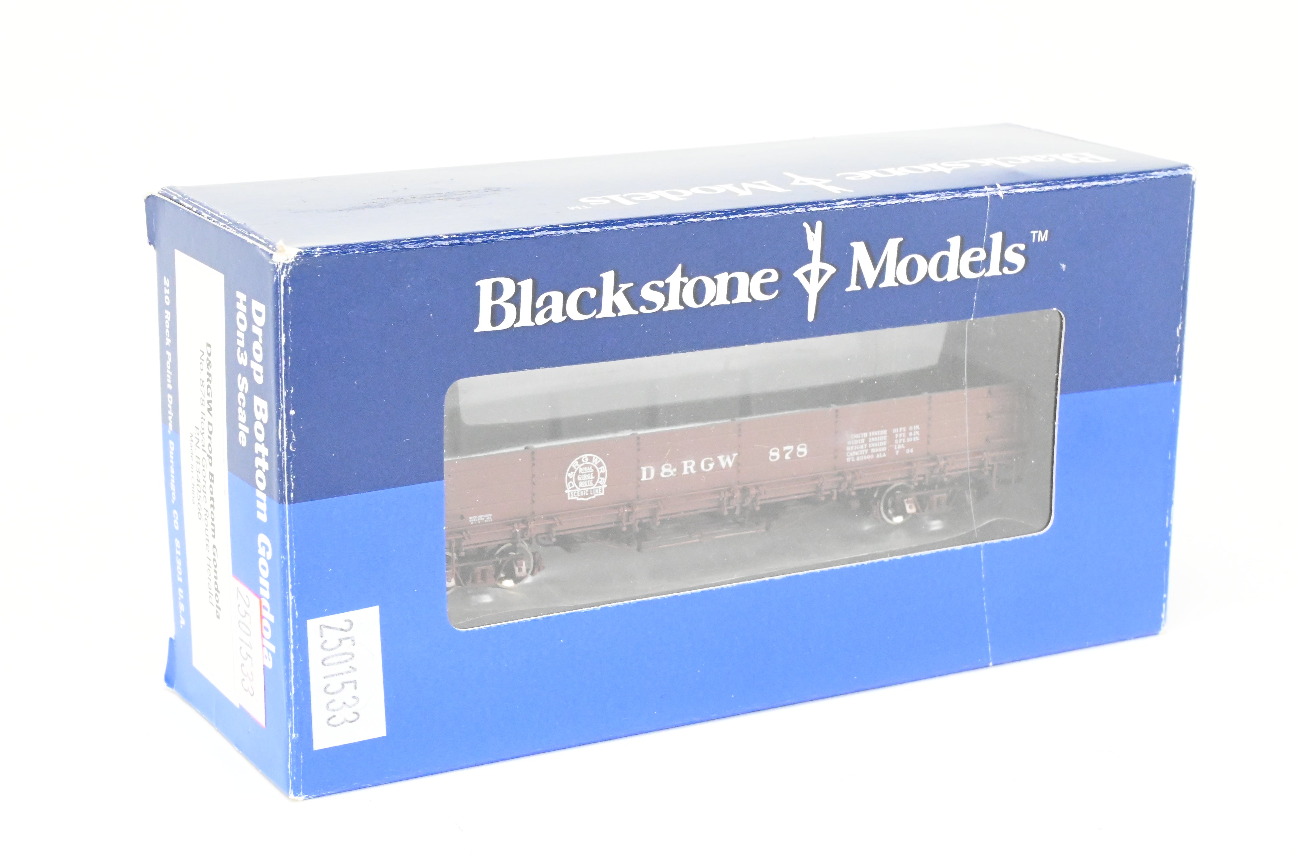 HOn3 Blackstone Models D&RGW - Denver & Rio Grande Western Brown Drop - Bottom Gondola No. 878