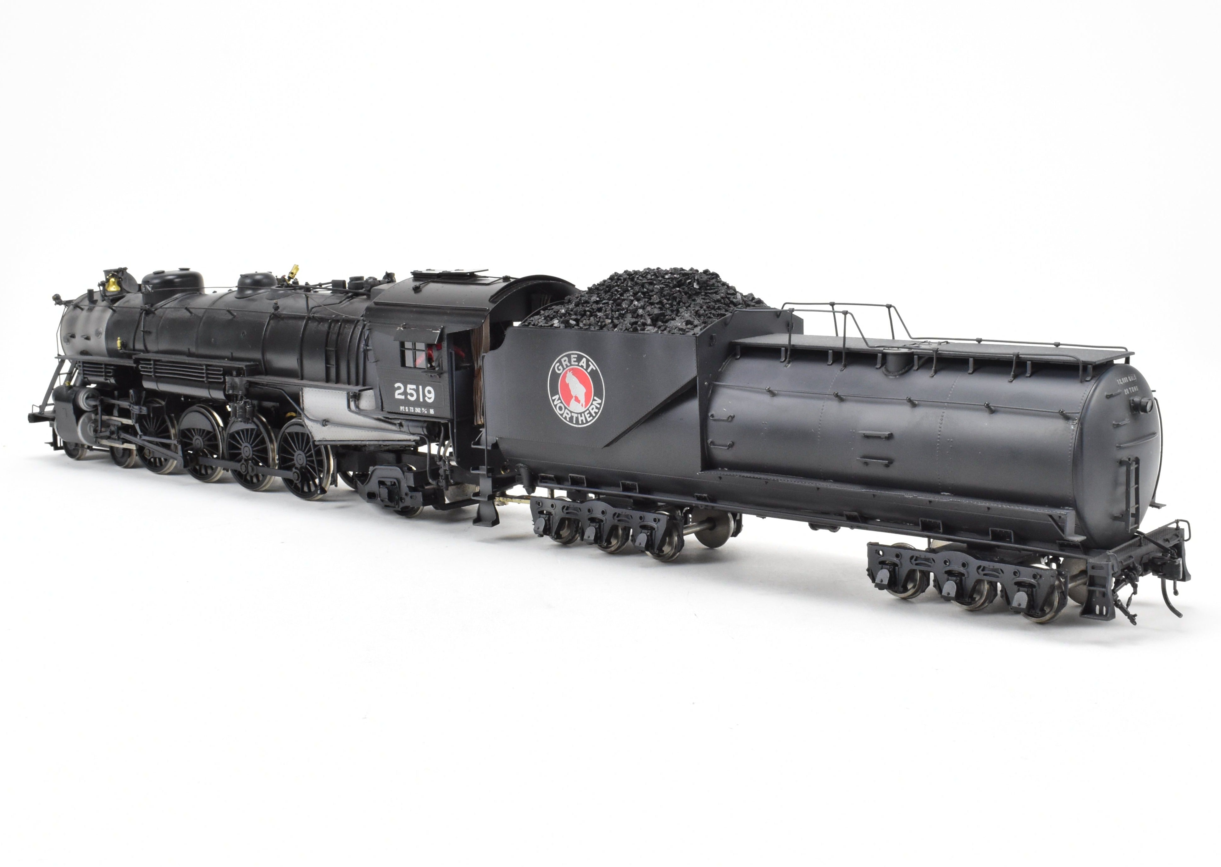 O Scale Brass Model Train - Pecos River Brass Great Northern Class P - 2 4 - 8 - 2 Mountain Steam Locomotive, Black, No. 2519