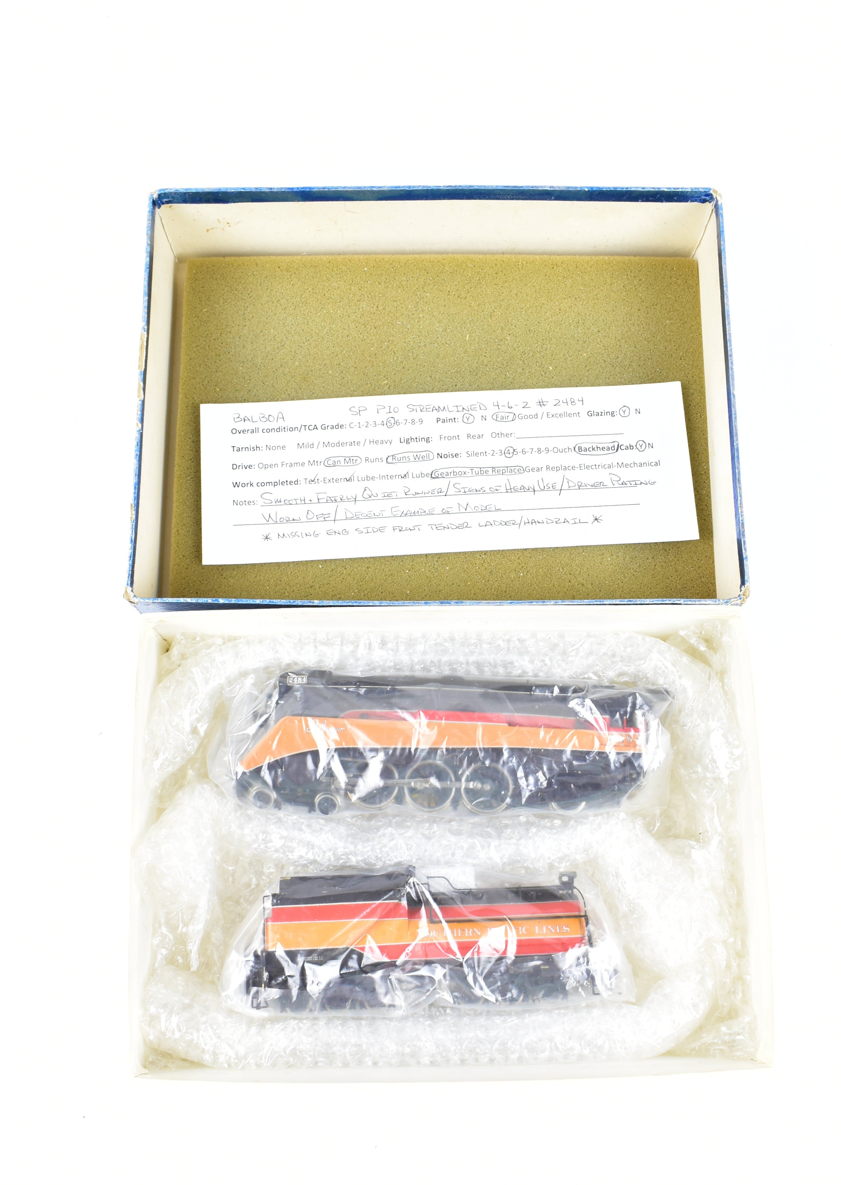 HO Scale Brass Balboa SP - Southern Pacific P10 4-6-2 Streamlined Custom Painted with Can Motor