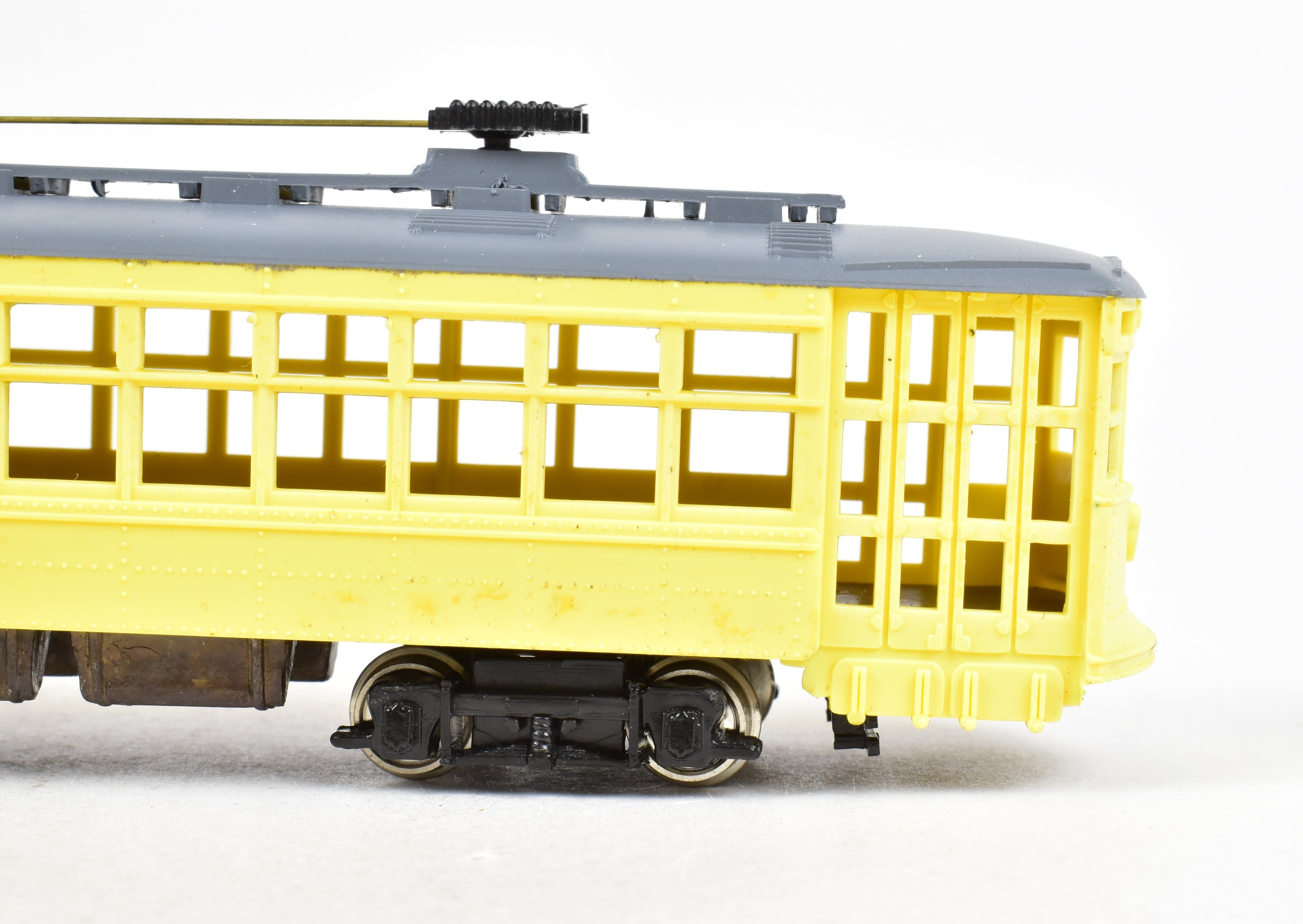 HO Scale American Car Co. Double - Truck Birney Trolley Model by Ken Kidder with Painted Plastic Body