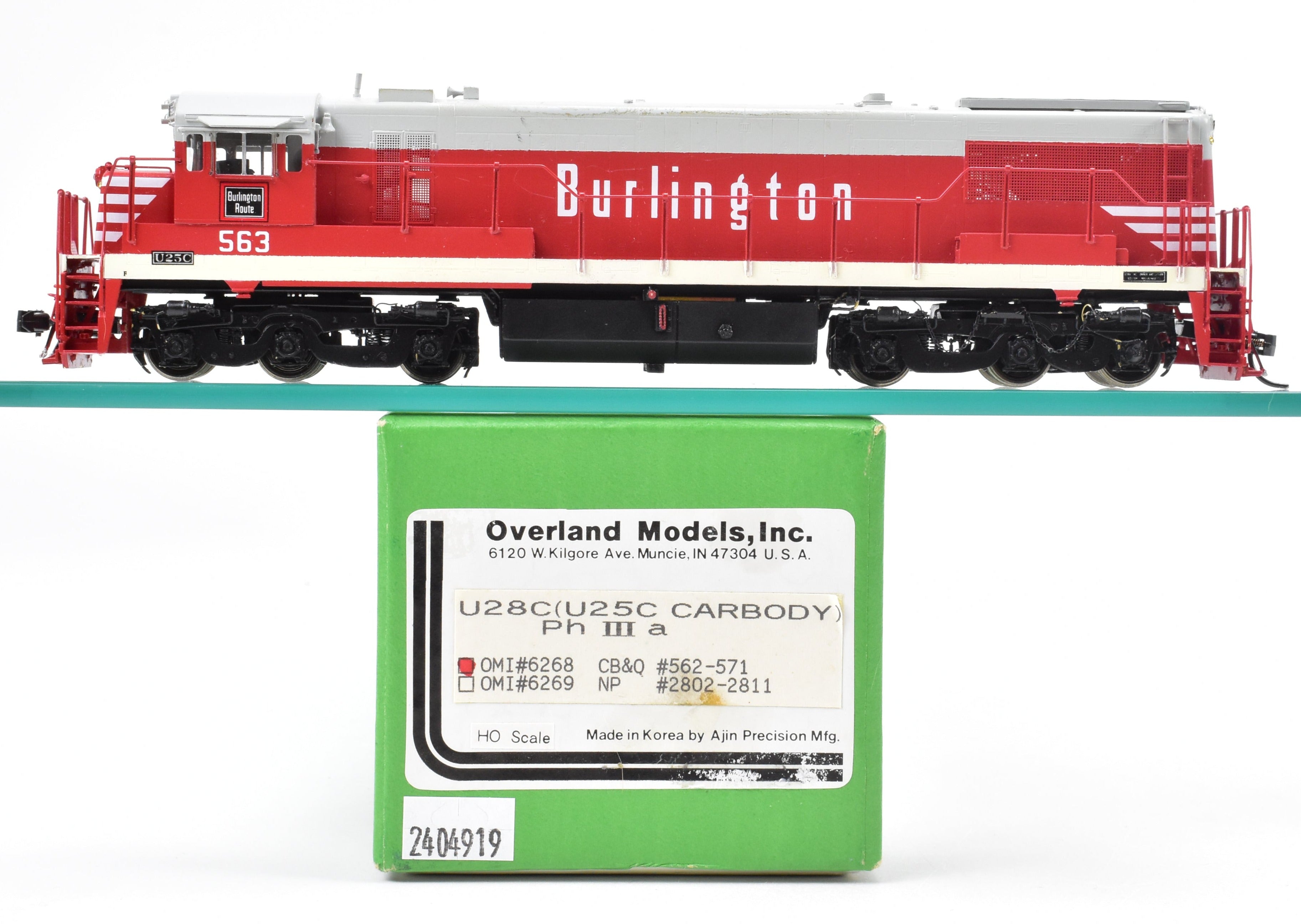 HO Brass OMI CB&Q Burlington Route GE U-28C (U-25C Carbody) Pro-Paint #563