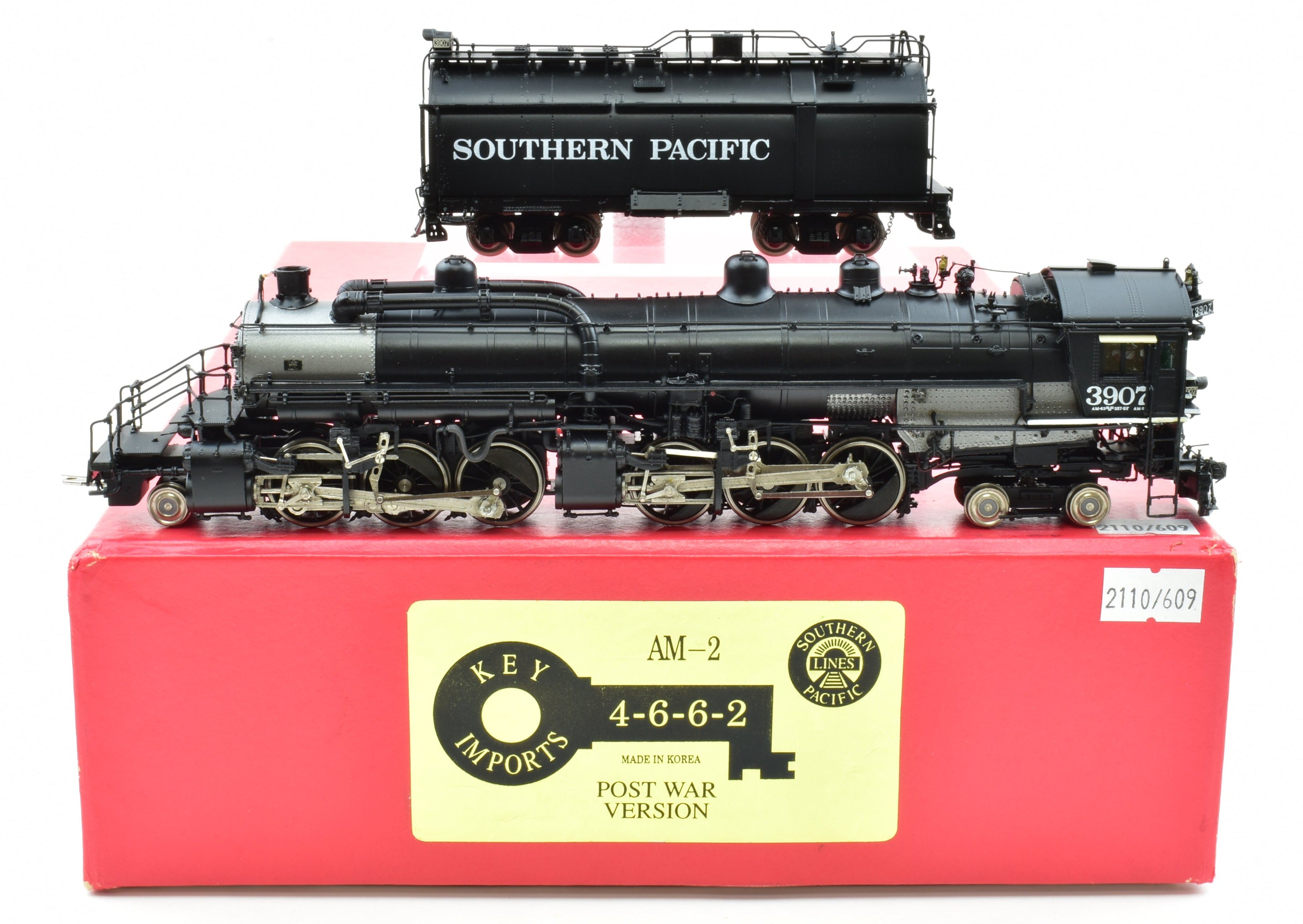 HO Scale Brass Key Imports Southern Pacific AM - 2 4 - 6 - 6 - 2 Cab Forward #3907 Post - War Model