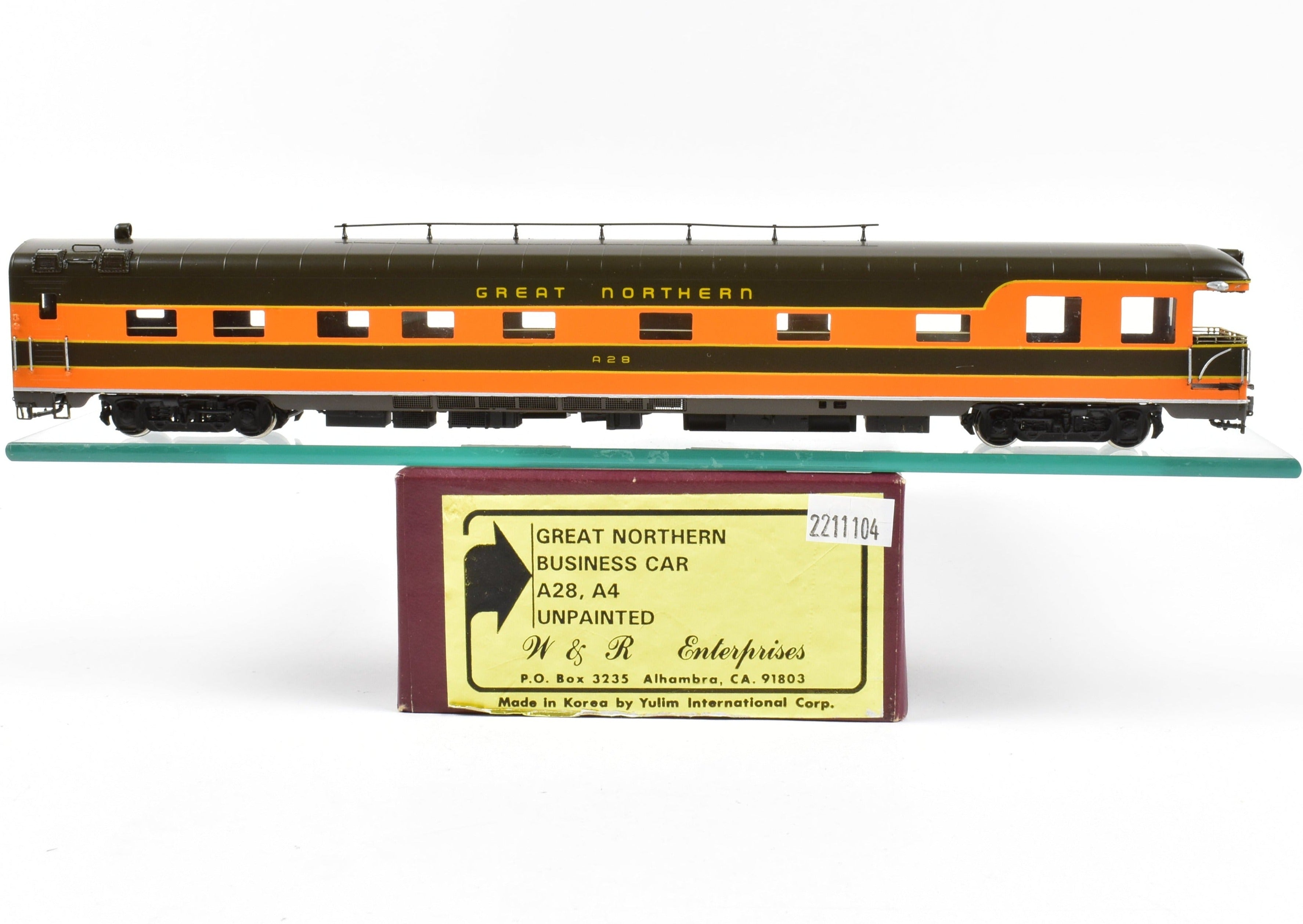 HO Scale Brass W&R Enterprises Great Northern Business Car A28 Custom Painted for Empire Builder Model Train Car