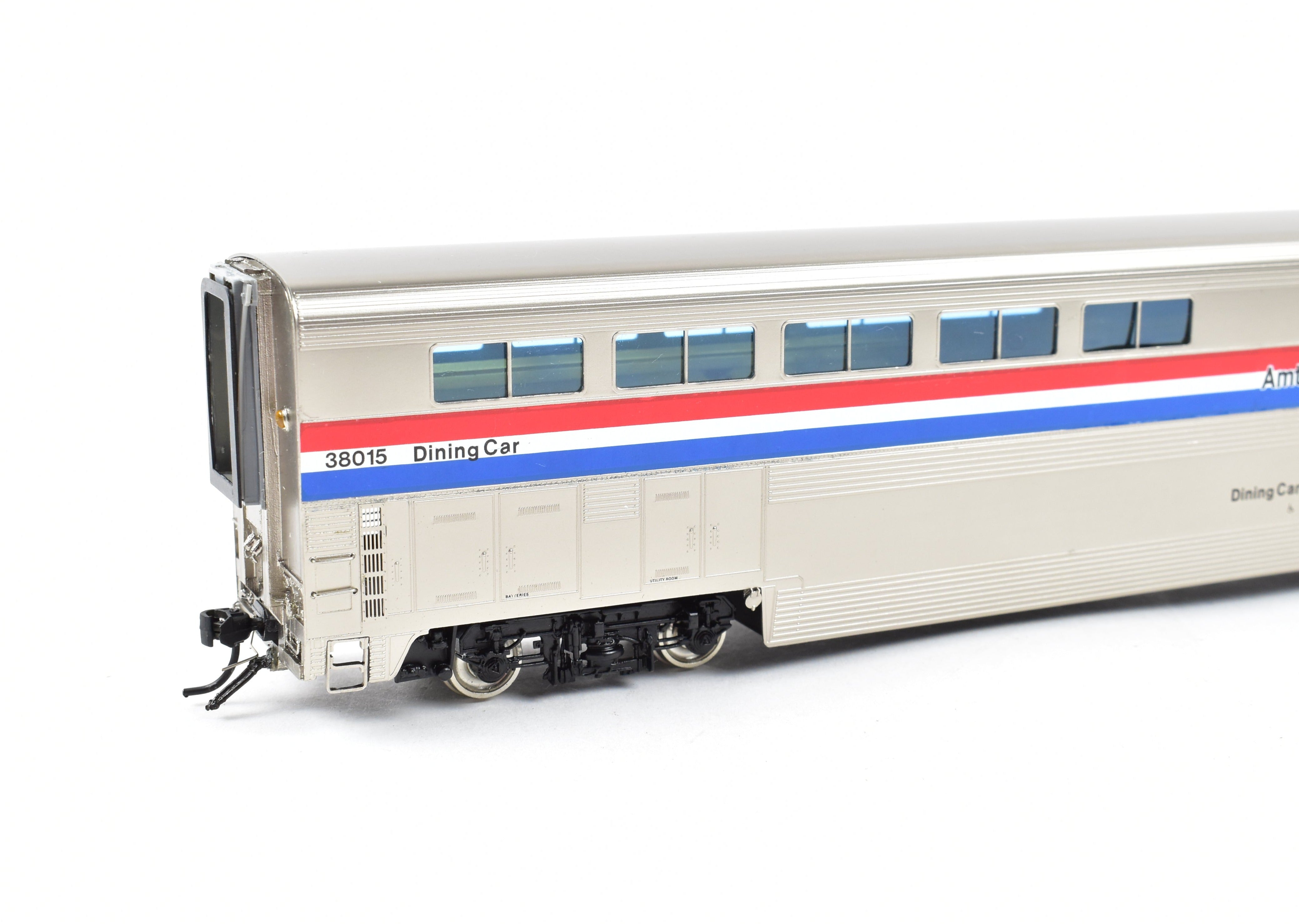 HO Scale Brass Amtrak Superliner Dining Car Model by Overland Models, Inc. - Custom Lettered No. 38015 for Western Long - Distance Trains