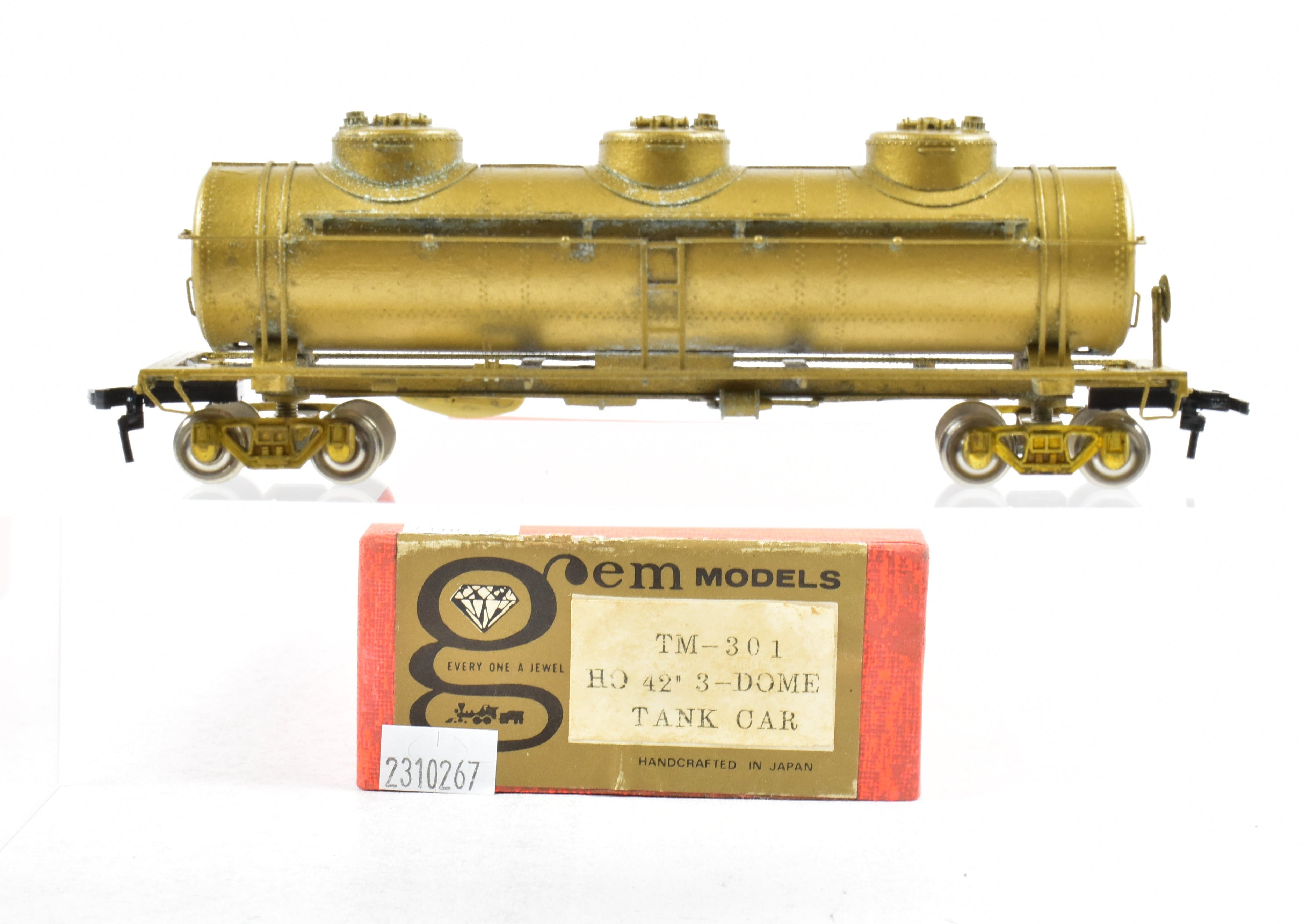 HO Scale Brass Gem Models 42-Foot 3-Dome Tank Car for Model Railroads - Various Road Versions