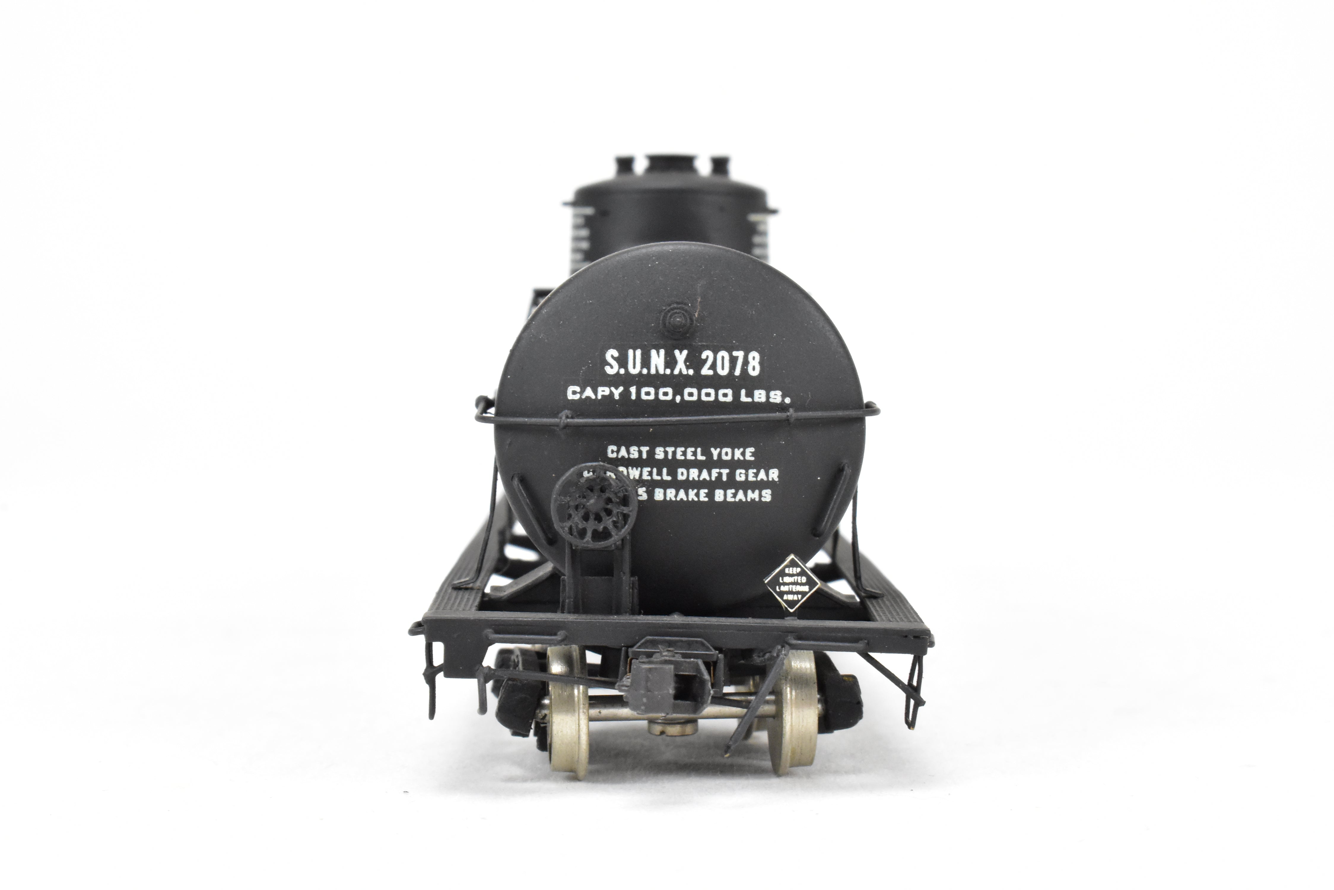 HO Scale Brass Precision Scale Co. (PSC) 16,000 Gallon Tank Car with Various Roads and Sun Oils Decals for Model Trains