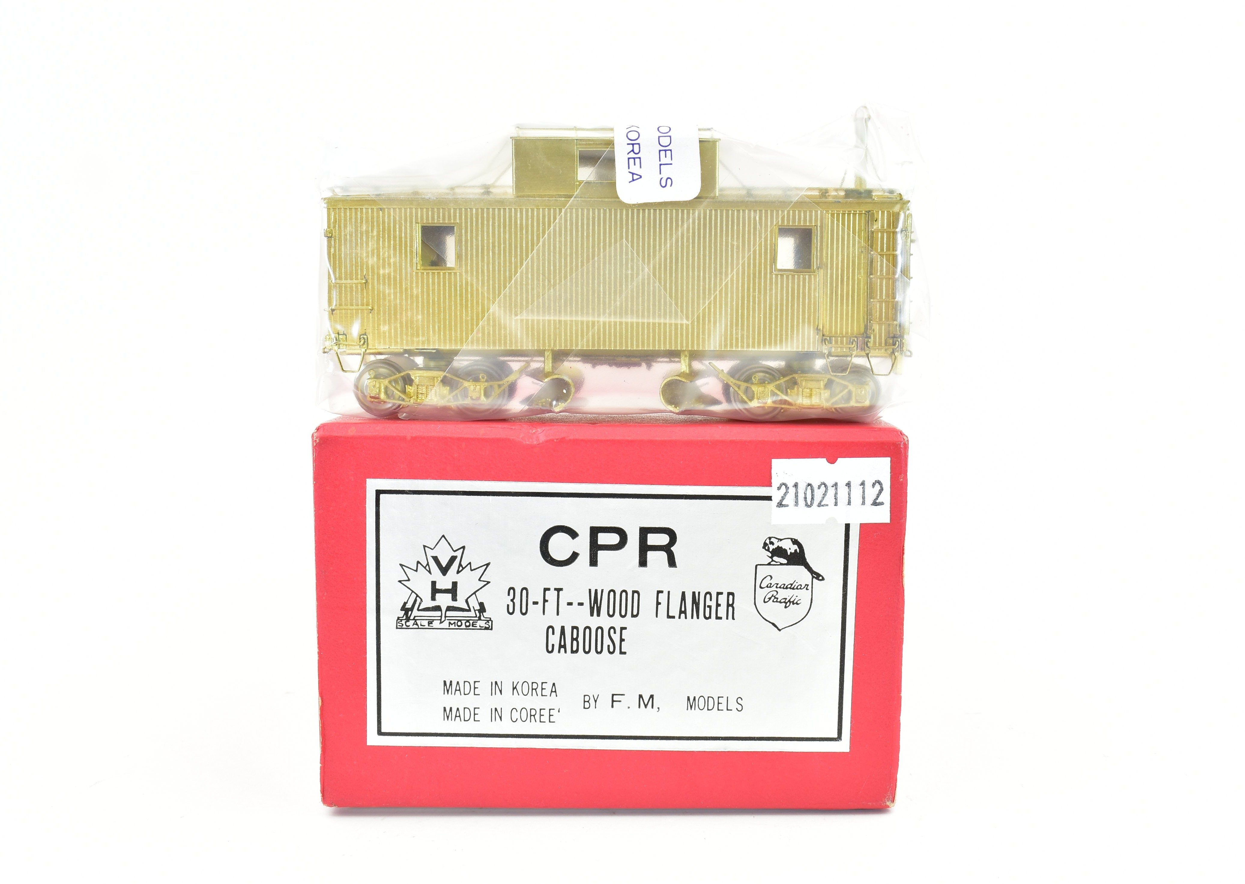 HO Scale Brass Model Train - Van Hobbies CPR Canadian Pacific Railway 30 - foot Wooden Flanger Caboose for Model Railroading Enthusiasts