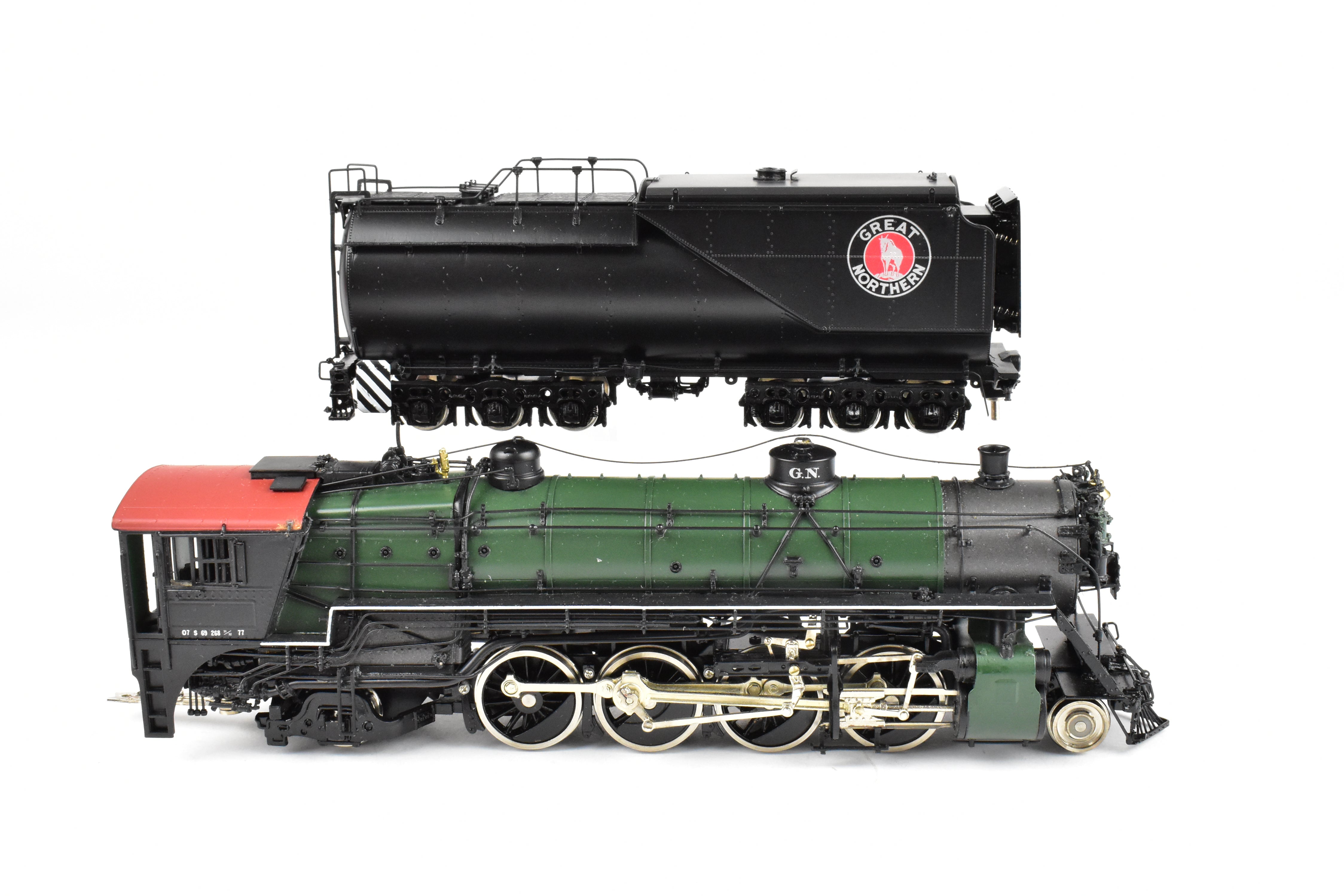 HO Scale Brass Model Train - Precision Scale Co. (PSC) Great Northern Class O - 7 with Vestibule Cab 2 - 8 - 2 Freight Locomotive