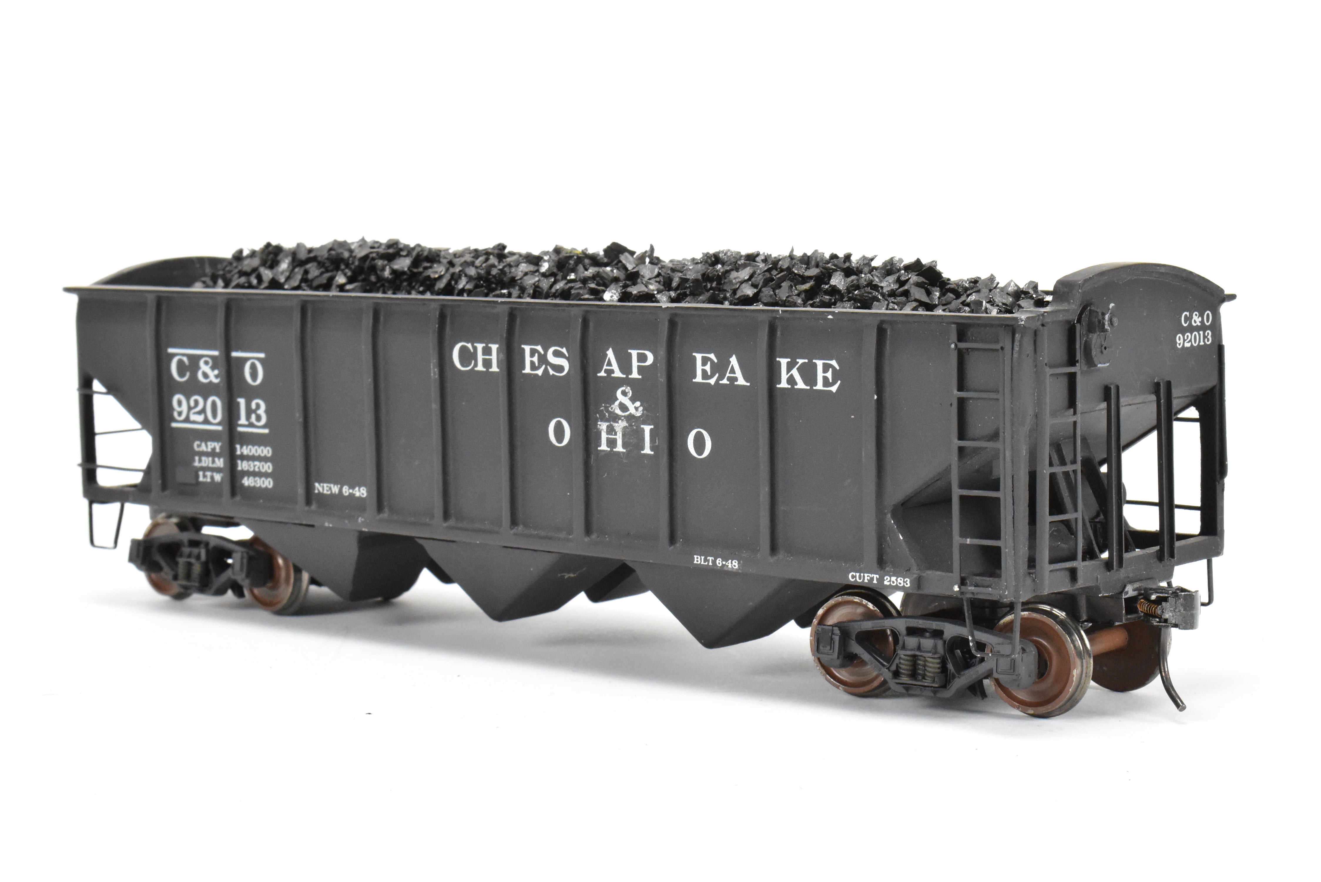 O Scale Brass Model Train - US Hobbies C&O (Chesapeake & Ohio) ACF Welded Triple Hopper, Custom Painted with Number 92013 and No Original Packaging