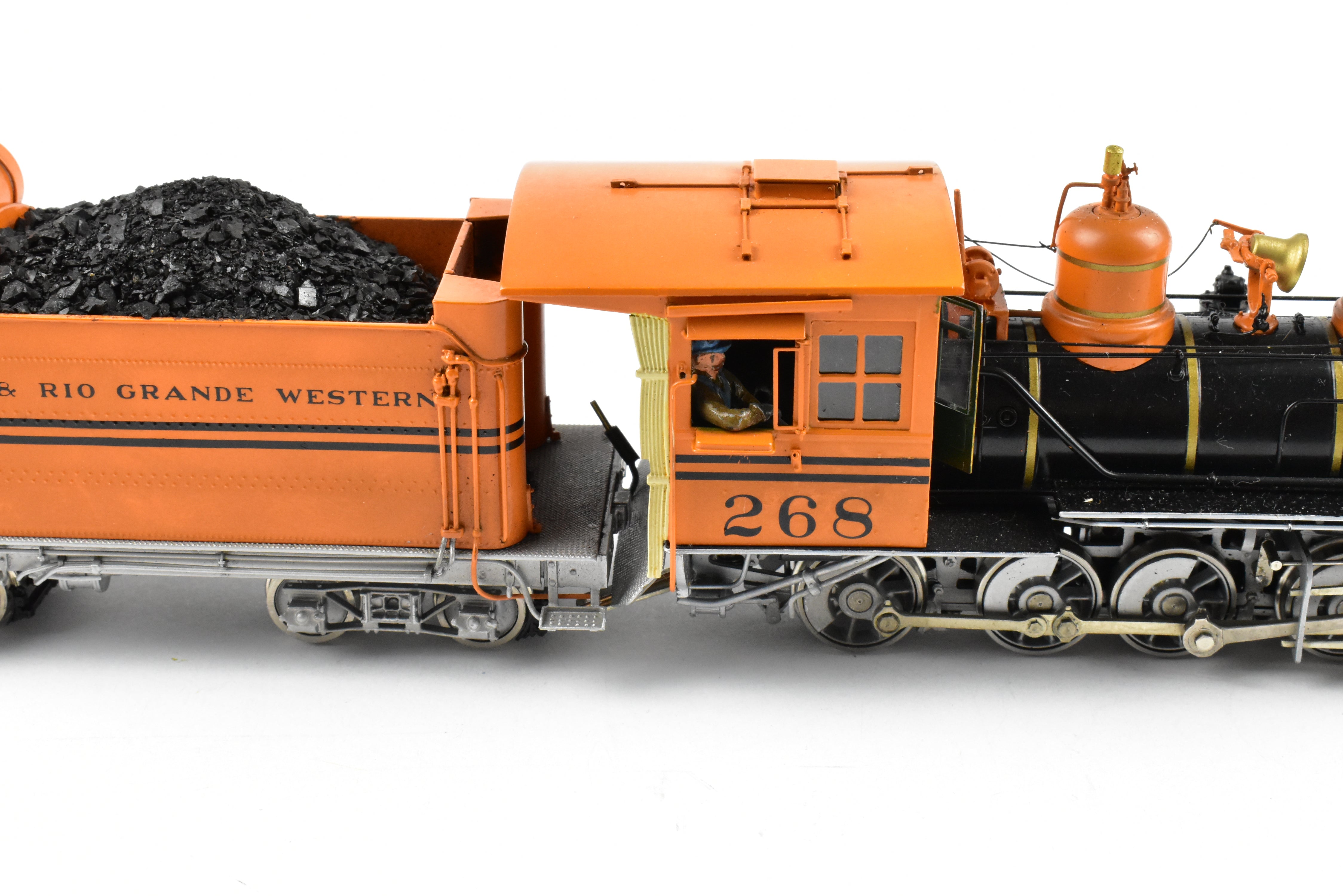 1989 Sn3 Brass Steam Locomotive Milestone Models D&RGW - Denver & Rio Grande Western Class C - 16 2 - 8 - 0 #268 with Bumblebee Scheme in Excellent Condition