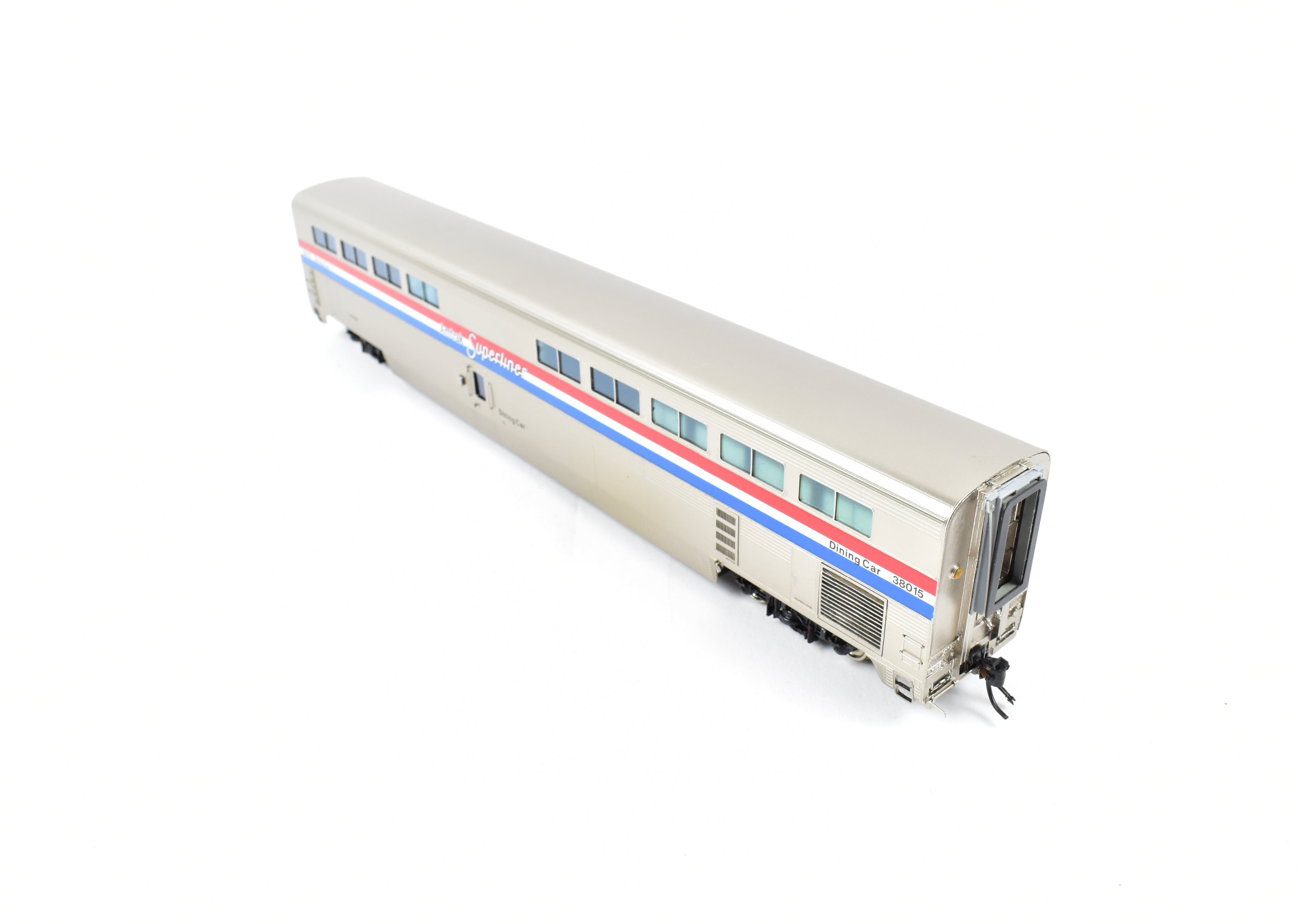 HO Scale Brass Amtrak Superliner Dining Car Model by Overland Models, Inc. - Custom Lettered No. 38015 for Western Long - Distance Trains