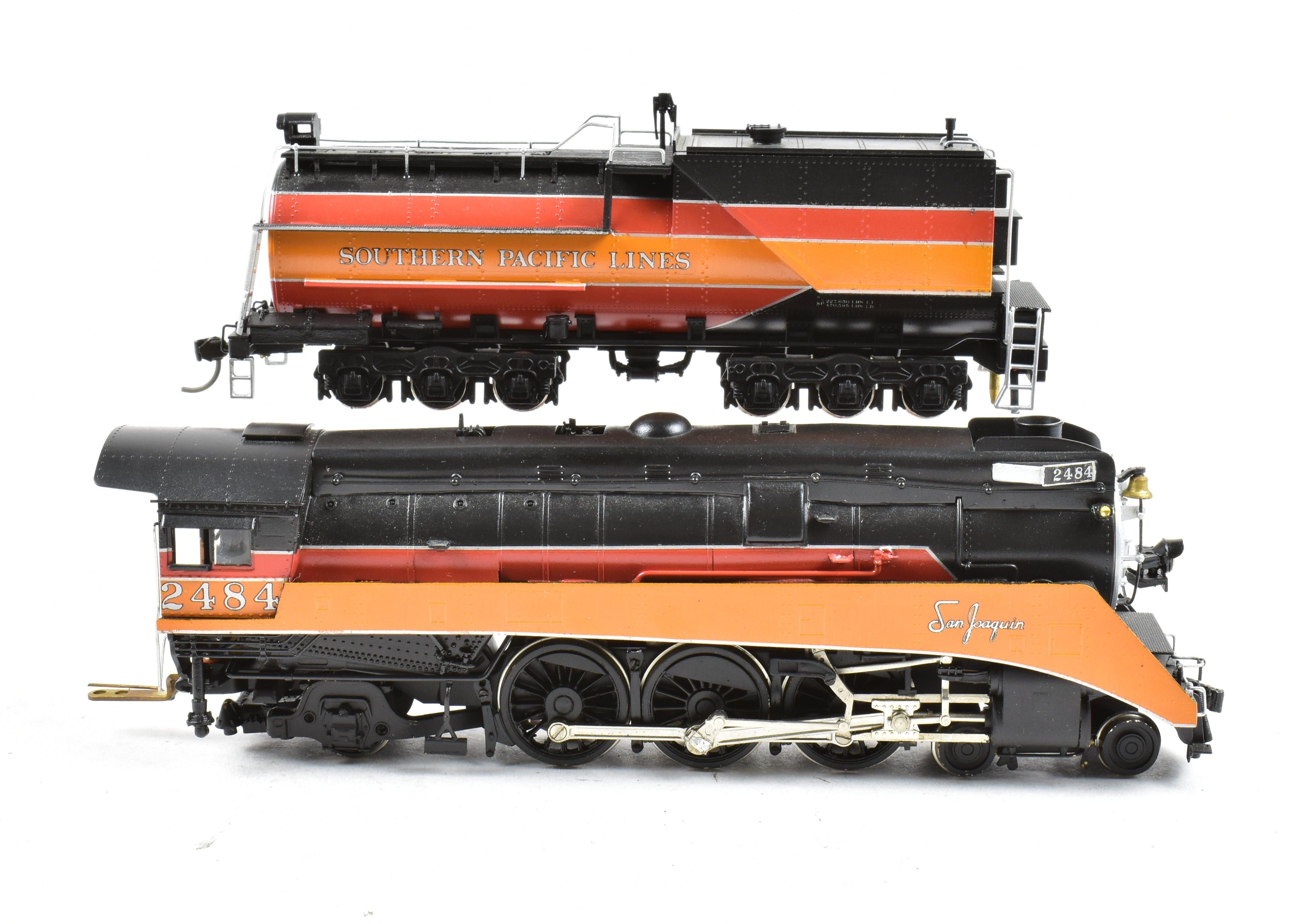HO Scale Brass Model Train by Westside Model Co. - Southern Pacific Class P - 10 4 - 6 - 2 Streamlined Pro Painted Daylight No. 2484 with Can Motor Upgrade