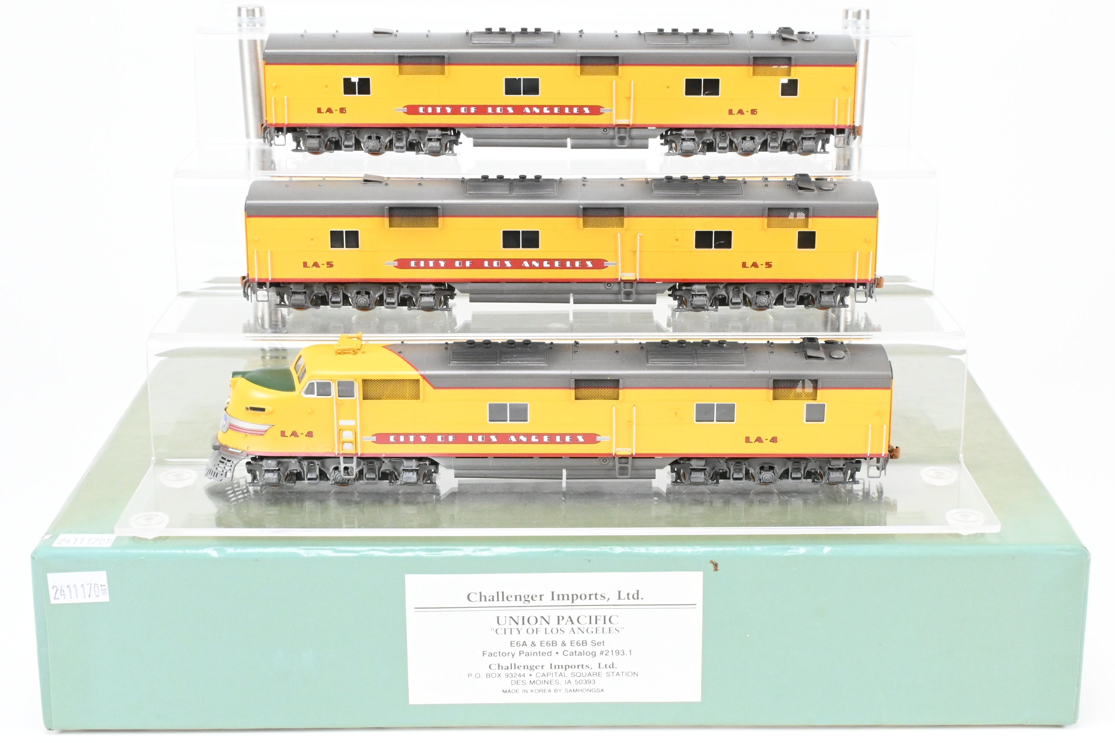 HO Scale Brass Diesel Locomotive Set - Challenger Imports Union Pacific City of Los Angeles EMD E6 A/B/B Set with Weathering Finishing